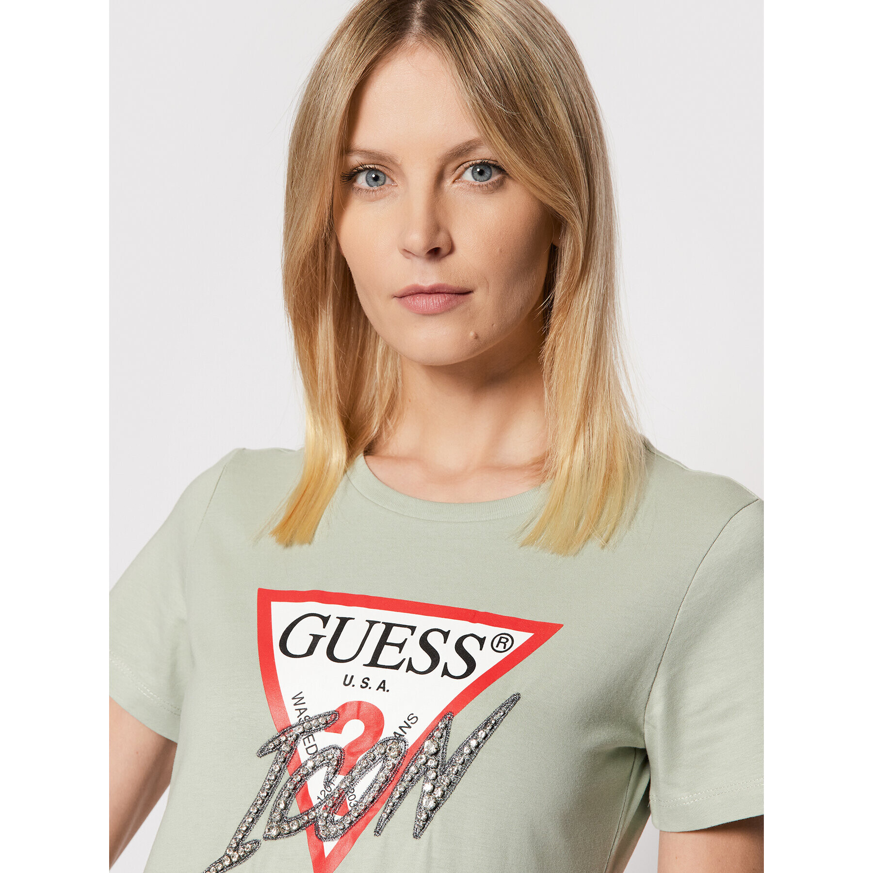 Guess T-Shirt Sparkle Icon W2RI07 I3Z11 Zelená Regular Fit - Pepit.cz