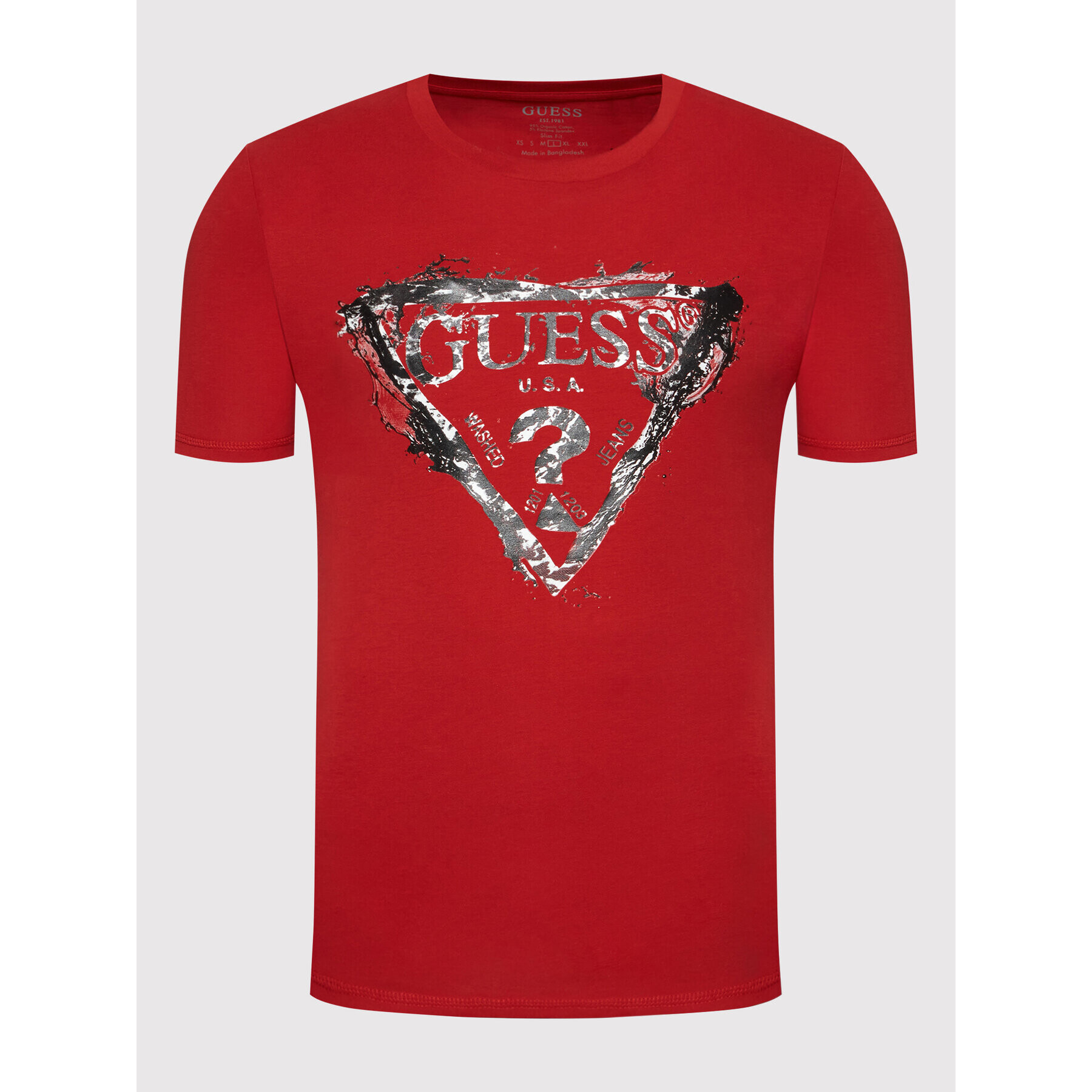 Guess T-Shirt Splash M2RI20 J1311 Červená Slim Fit - Pepit.cz