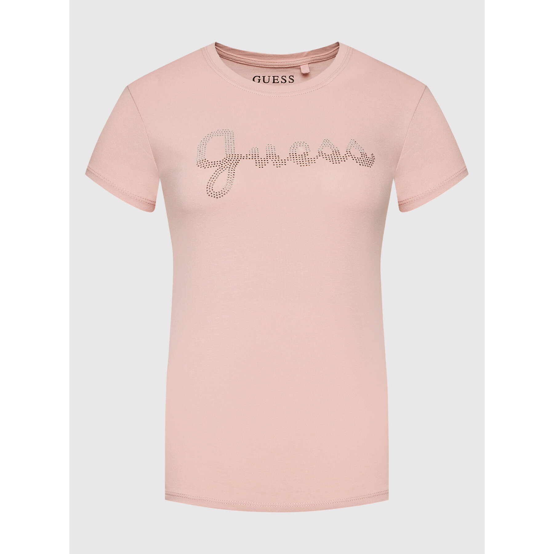 Guess T-Shirt Split Script Logo W1BI22 KAKZ1 Růžová Slim Fit - Pepit.cz