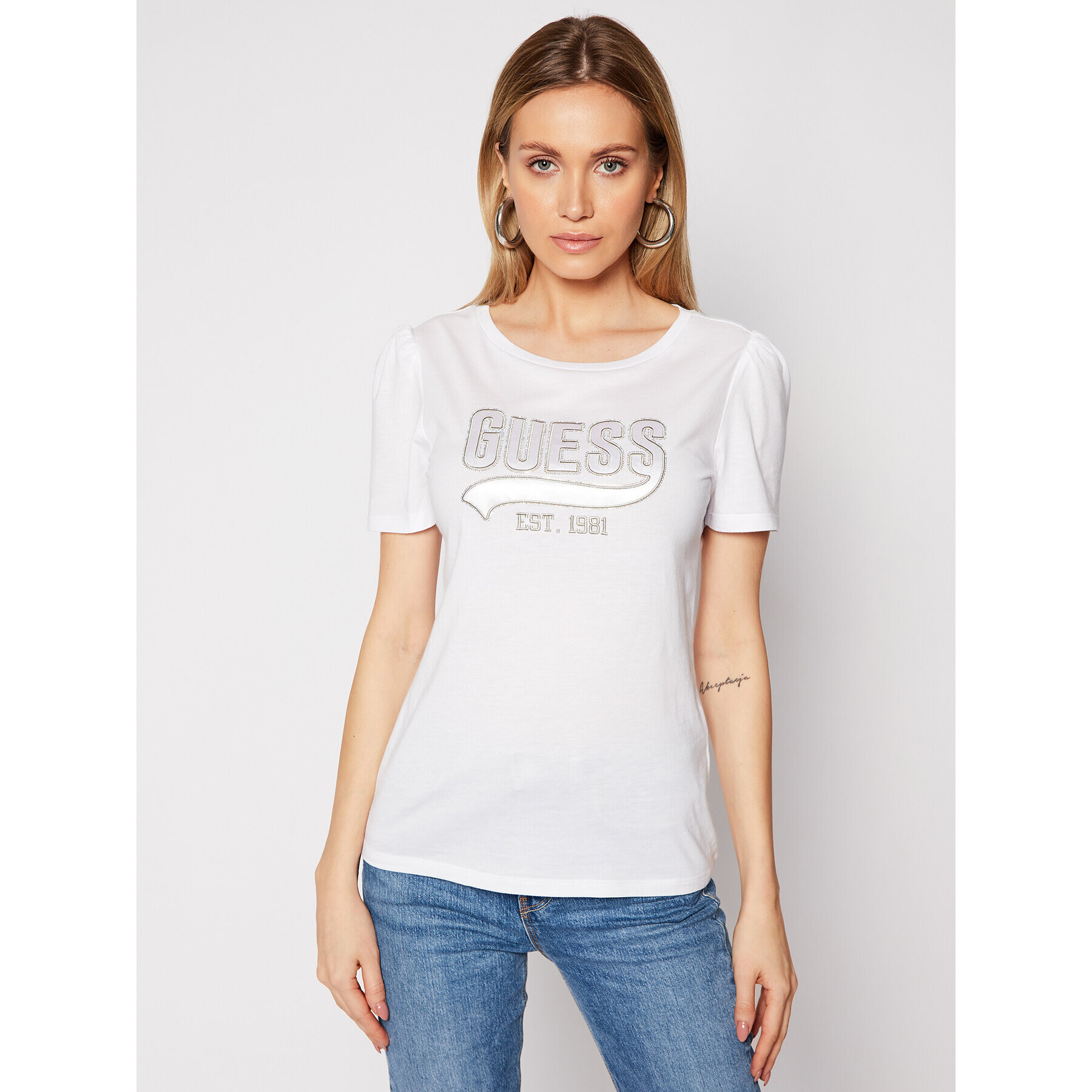 Guess T-Shirt Ss Cn Marisol W1GI0H K46D0 Bílá Regular Fit - Pepit.cz