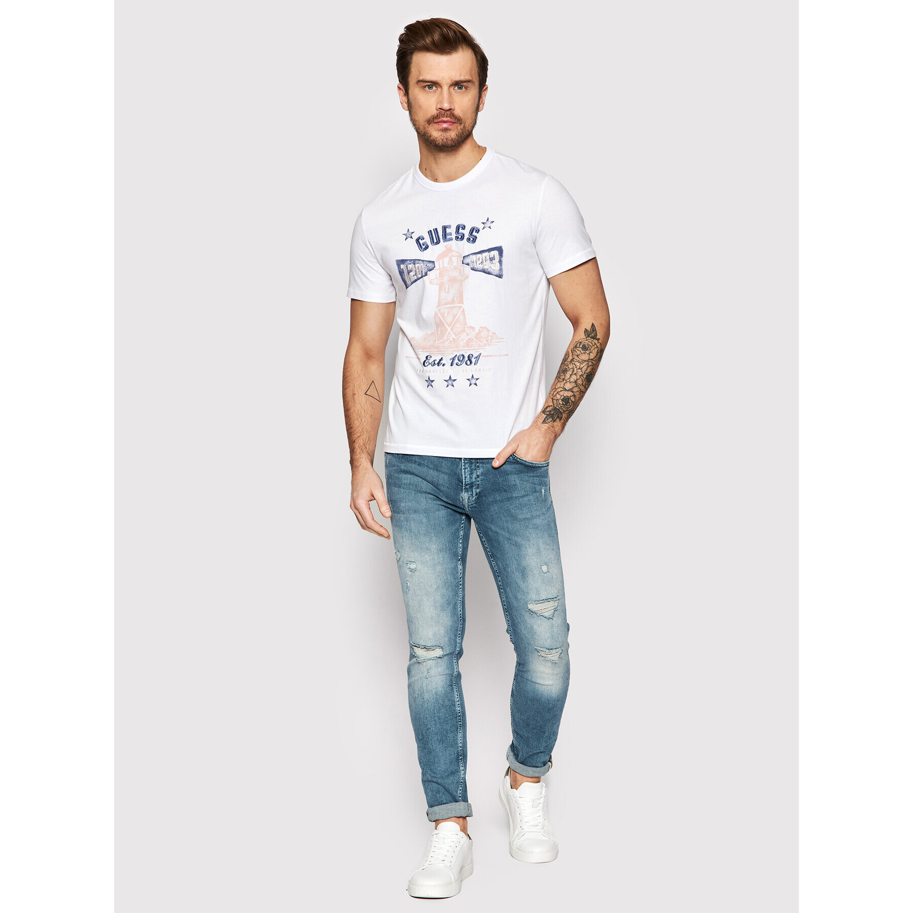 Guess T-Shirt Thewat M2GI15 K8FQ0 Bílá Regular Fit - Pepit.cz