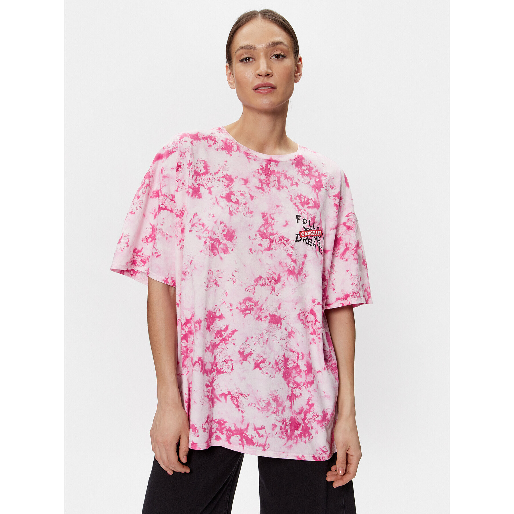 Guess T-Shirt Throwing Flowers W3GI56 K9RM4 Růžová Oversize - Pepit.cz