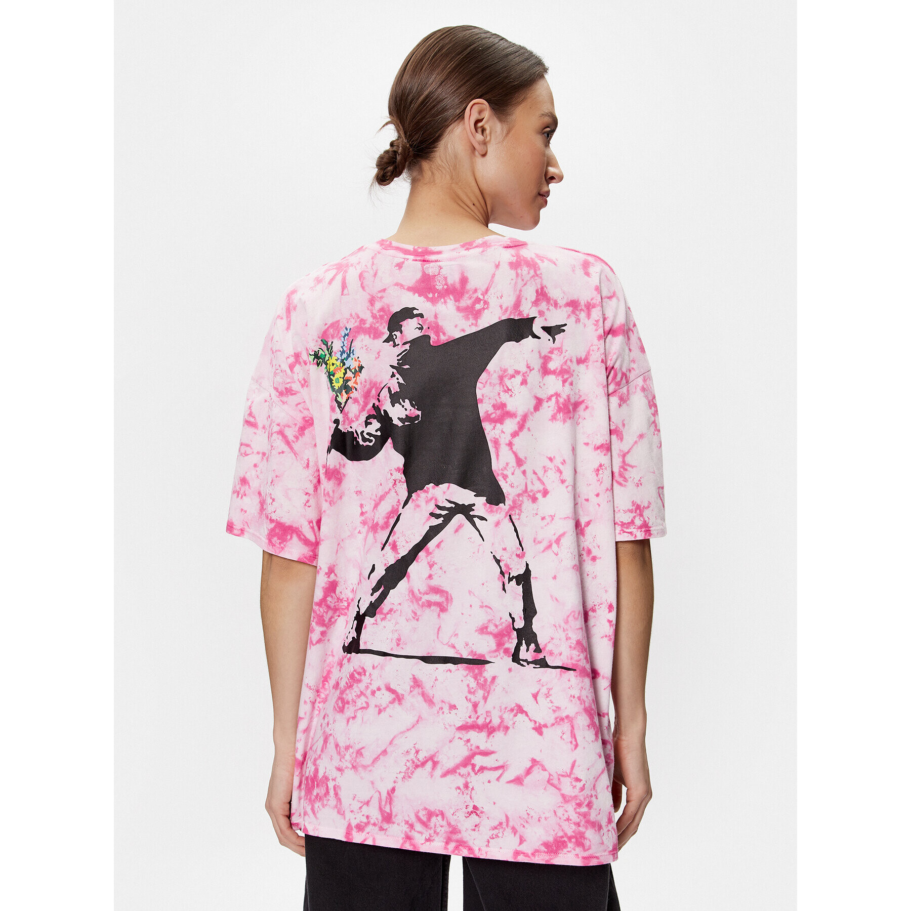 Guess T-Shirt Throwing Flowers W3GI56 K9RM4 Růžová Oversize - Pepit.cz