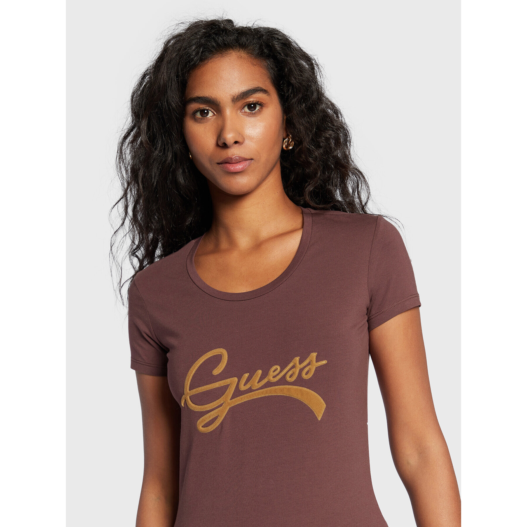 Guess T-Shirt Tinca W2BI66 J1311 Hnědá Regular Fit - Pepit.cz