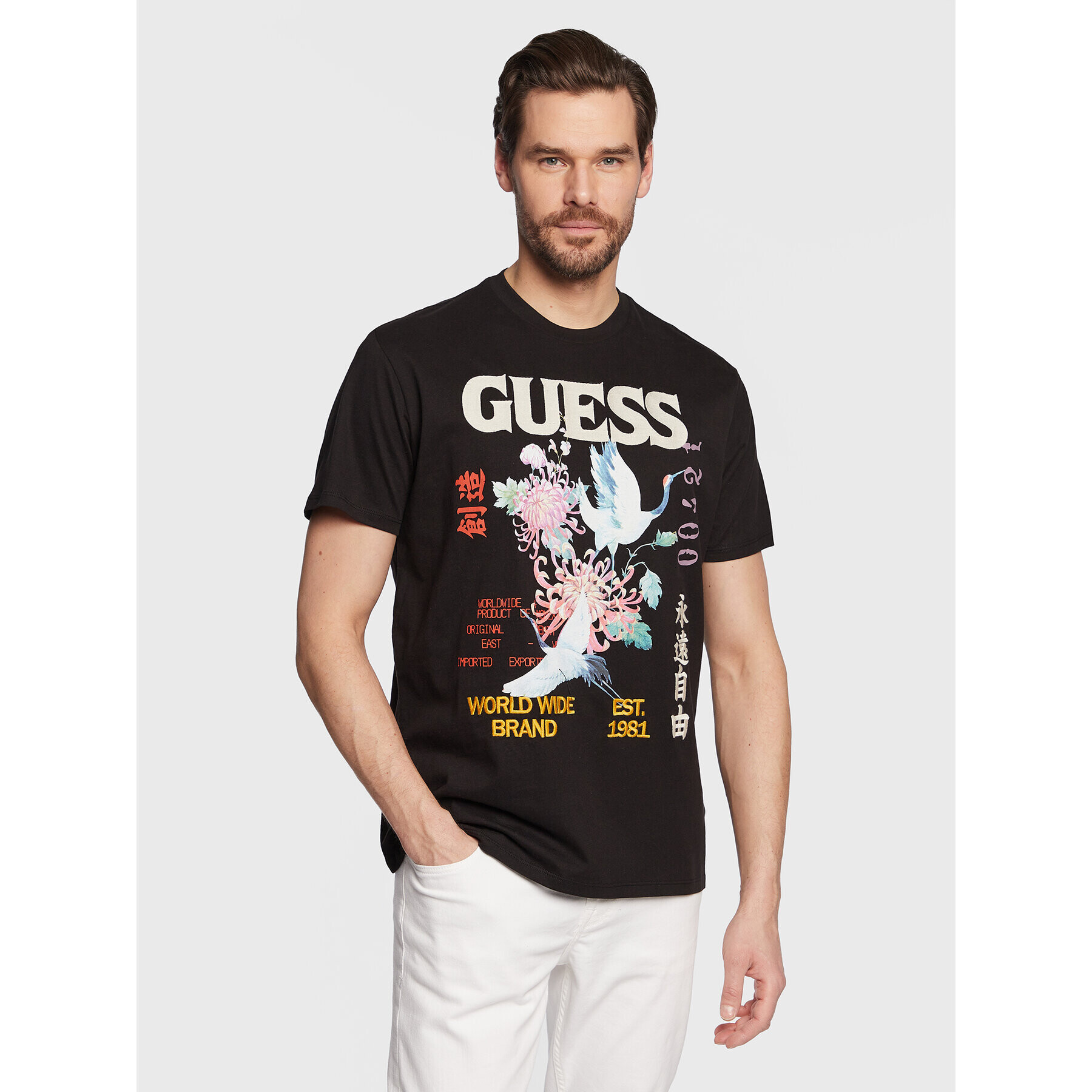 Guess T-Shirt Tokyo Collage M3GI76 KBDL0 Černá Regular Fit - Pepit.cz