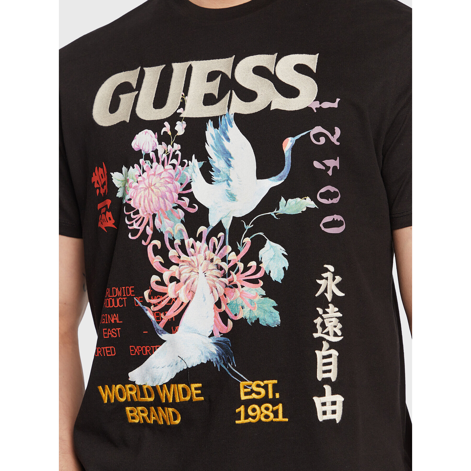 Guess T-Shirt Tokyo Collage M3GI76 KBDL0 Černá Regular Fit - Pepit.cz