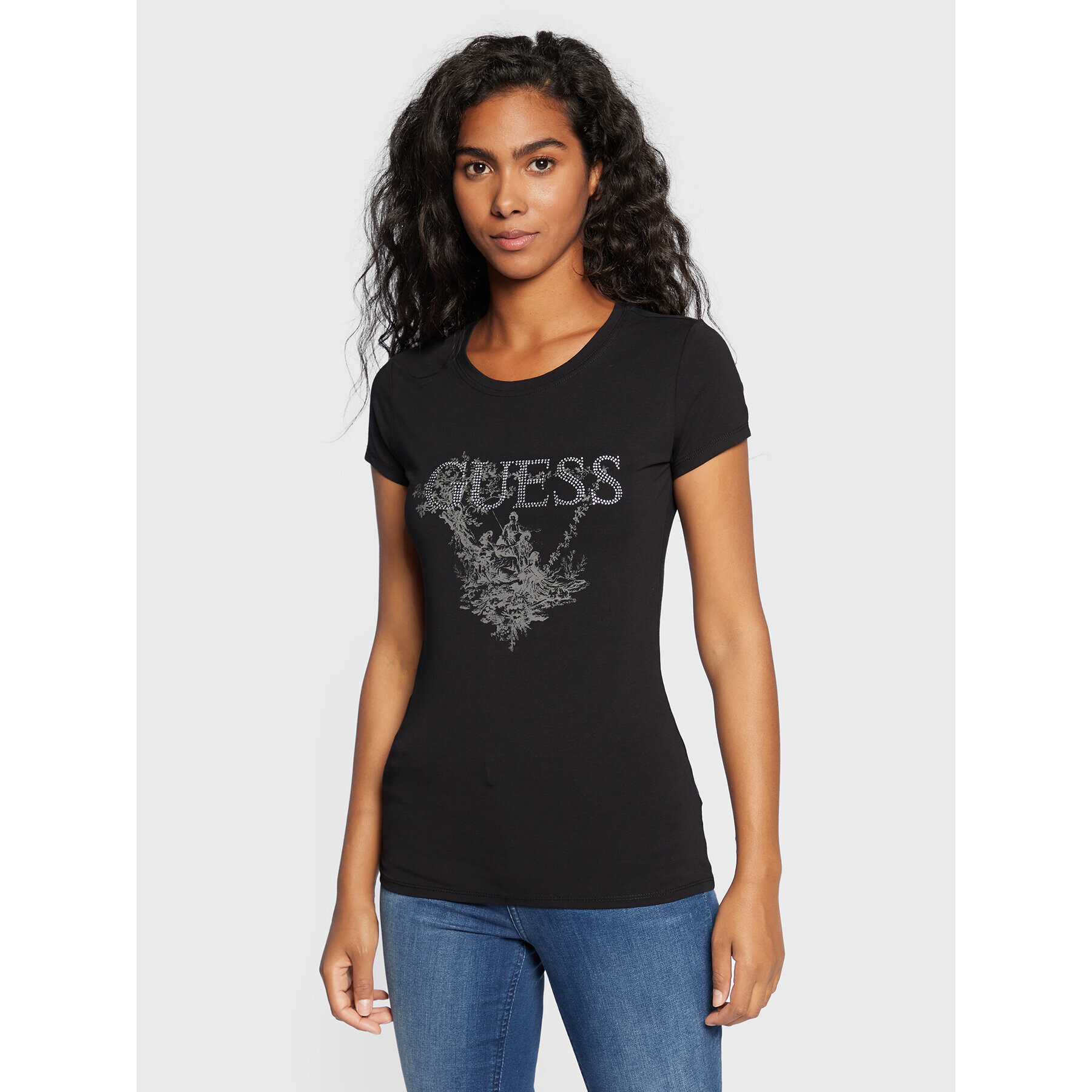 Guess T-Shirt Triangle Lafies Logo W2BI23 KA0Q4 Černá Regular Fit - Pepit.cz