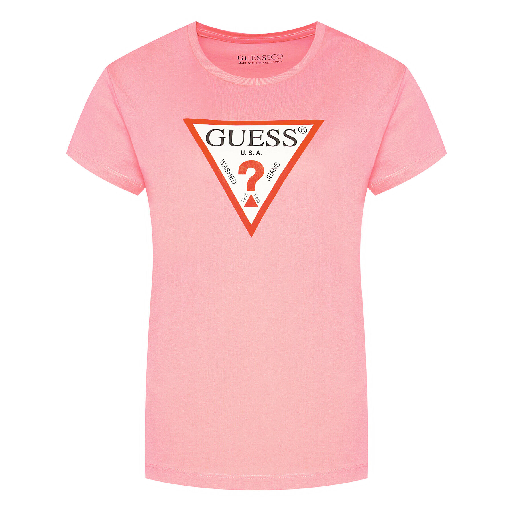 Guess T-Shirt Triangle Logo W0YI57 K8HM0 Růžová Regular Fit - Pepit.cz