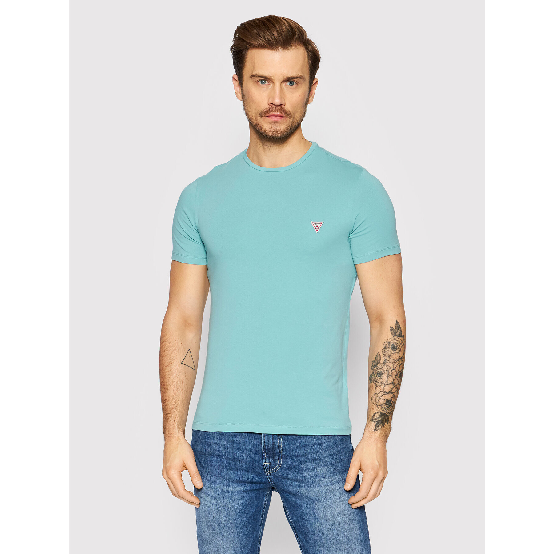 Guess T-Shirt U2RM00 K6YW1 Modrá Regular Fit - Pepit.cz