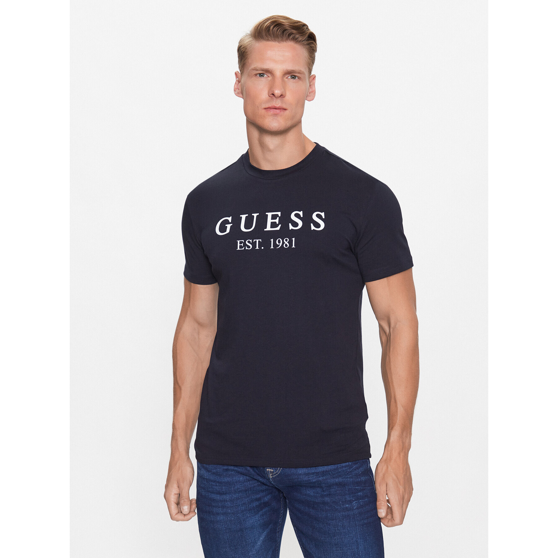 Guess T-Shirt U3YI00 K6YW0 Tmavomodrá Regular Fit - Pepit.cz