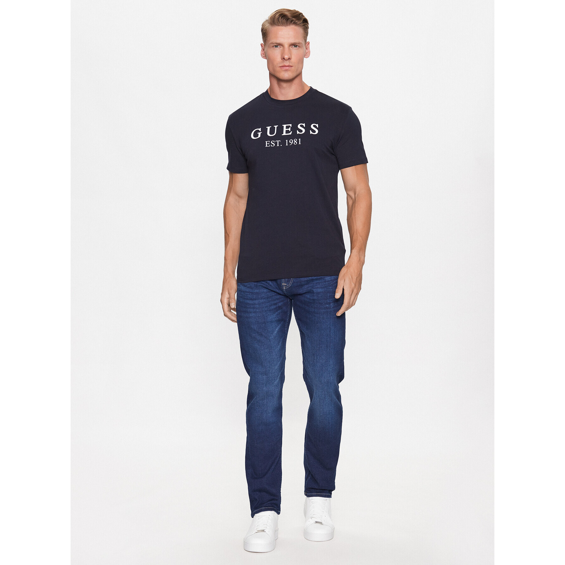 Guess T-Shirt U3YI00 K6YW0 Tmavomodrá Regular Fit - Pepit.cz