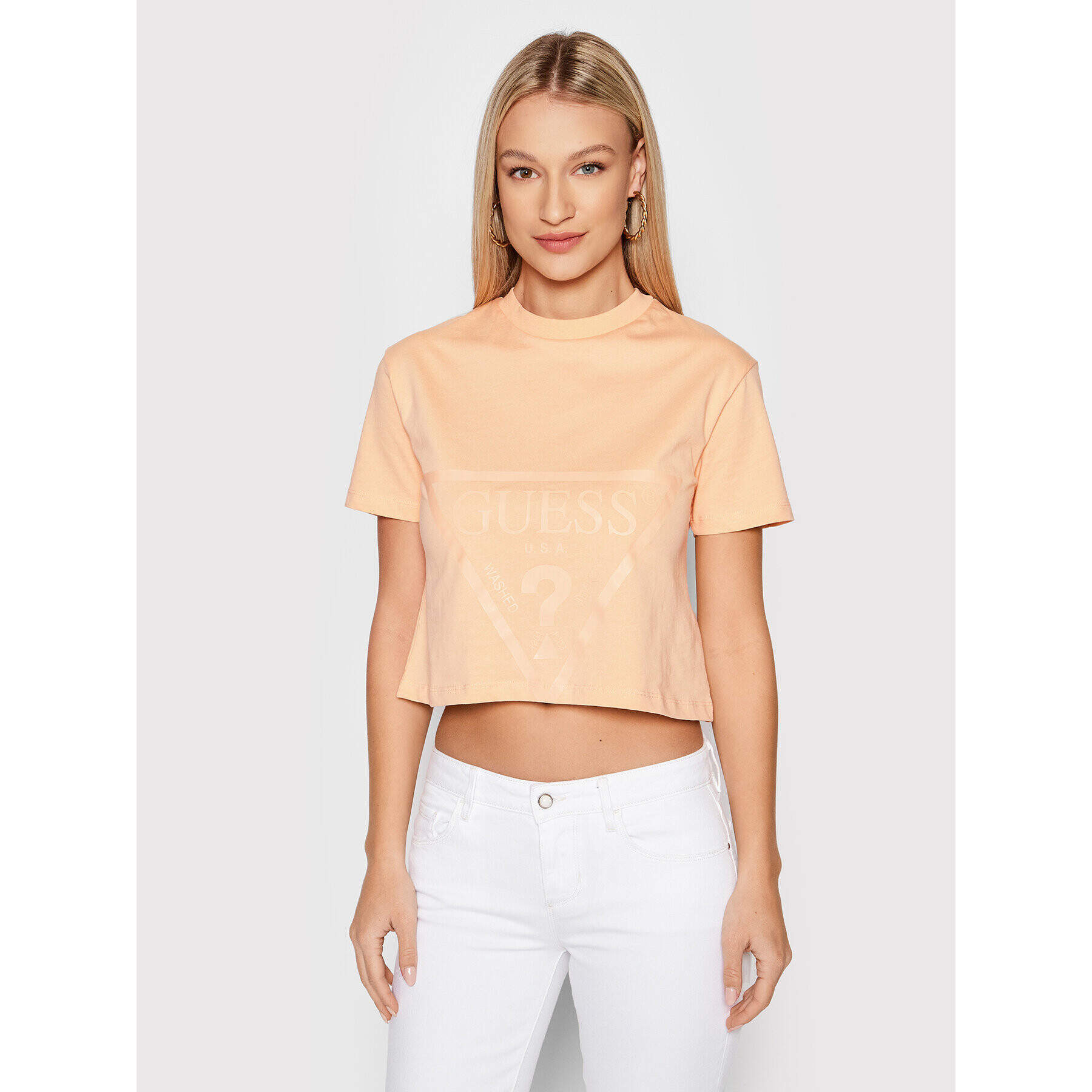 Guess T-Shirt V2RI00 K8HM0 Oranžová Relaxed Fit - Pepit.cz