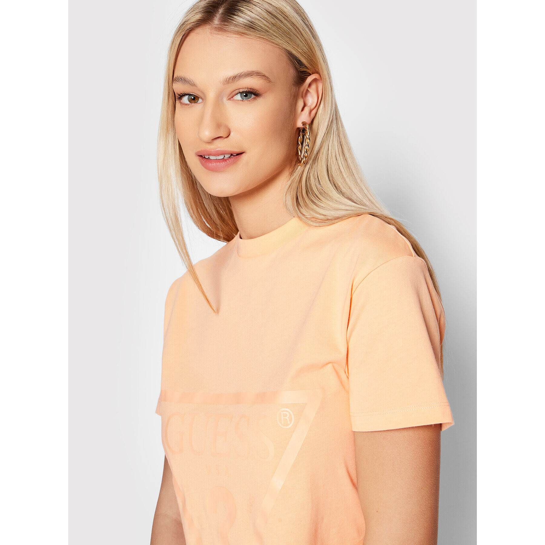 Guess T-Shirt V2RI00 K8HM0 Oranžová Relaxed Fit - Pepit.cz