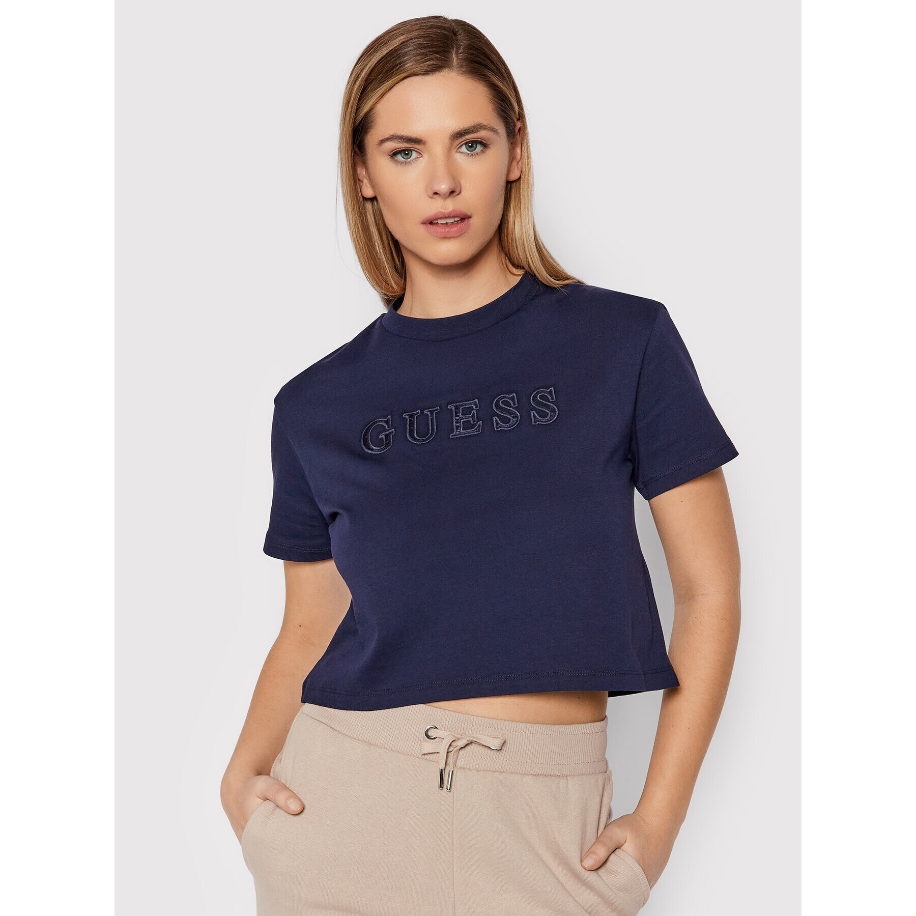 Guess T-Shirt V2RI07 K8HM0 Tmavomodrá Regular Fit - Pepit.cz