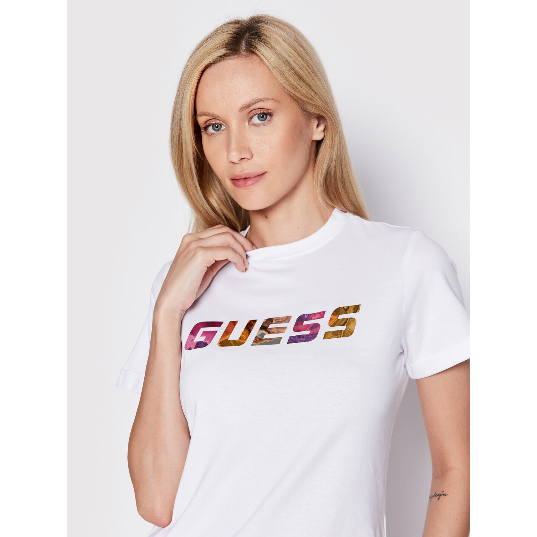 Guess T-Shirt V2YI04 I3Z11 Bílá Regular Fit - Pepit.cz