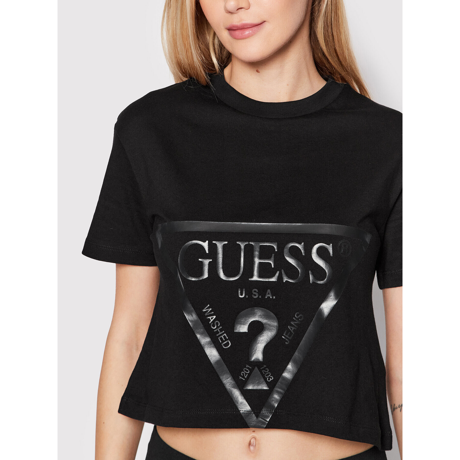 Guess T-Shirt V2YI06 K8HM0 Černá Regular Fit - Pepit.cz