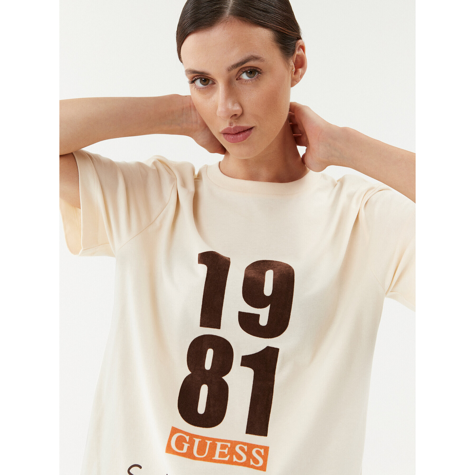 Guess T-Shirt V3BI00 KA260 Béžová Regular Fit - Pepit.cz