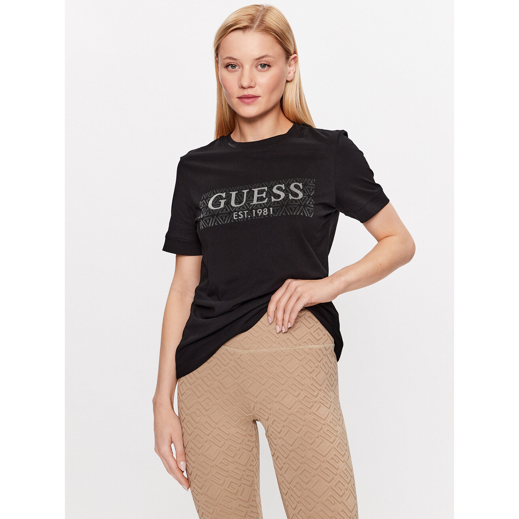 Guess T-Shirt V3YI15 I3Z14 Černá Slim Fit - Pepit.cz