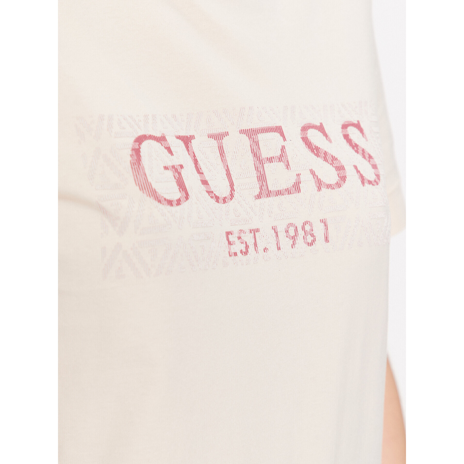 Guess T-Shirt V3YI15 I3Z14 Écru Slim Fit - Pepit.cz