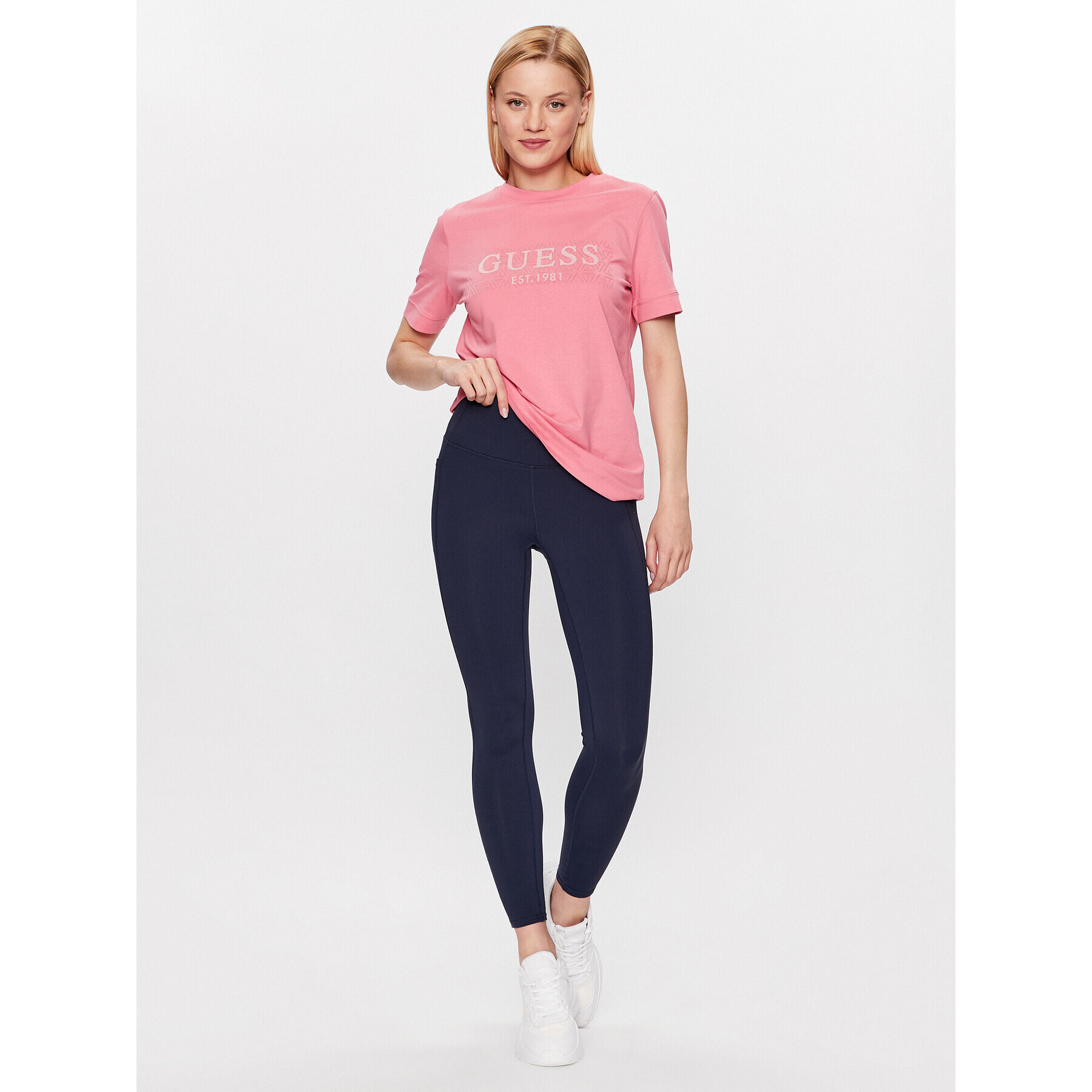 Guess T-Shirt V3YI15 I3Z14 Růžová Slim Fit - Pepit.cz