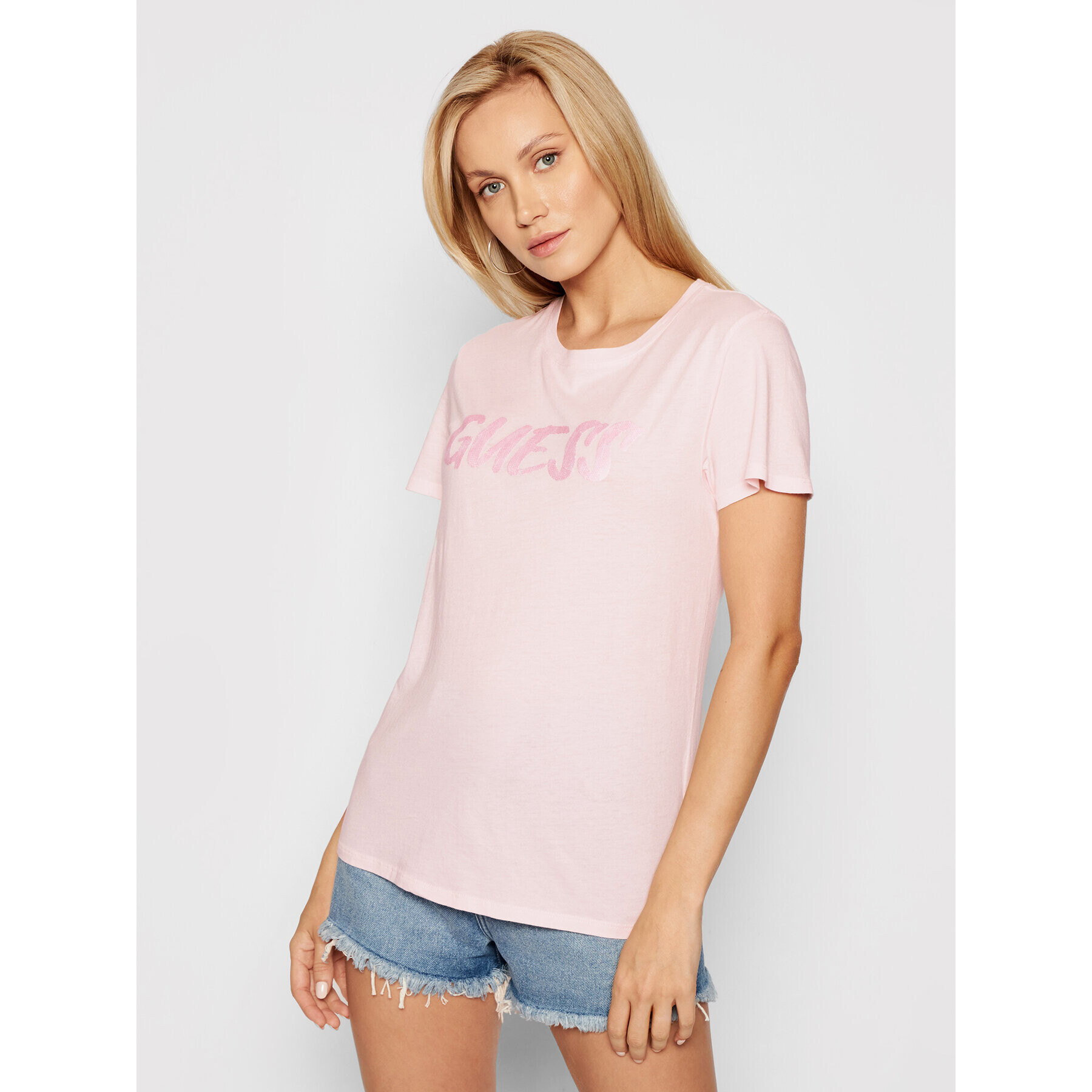 Guess T-Shirt W1YI45 RA0Q0 Růžová Regular Fit - Pepit.cz