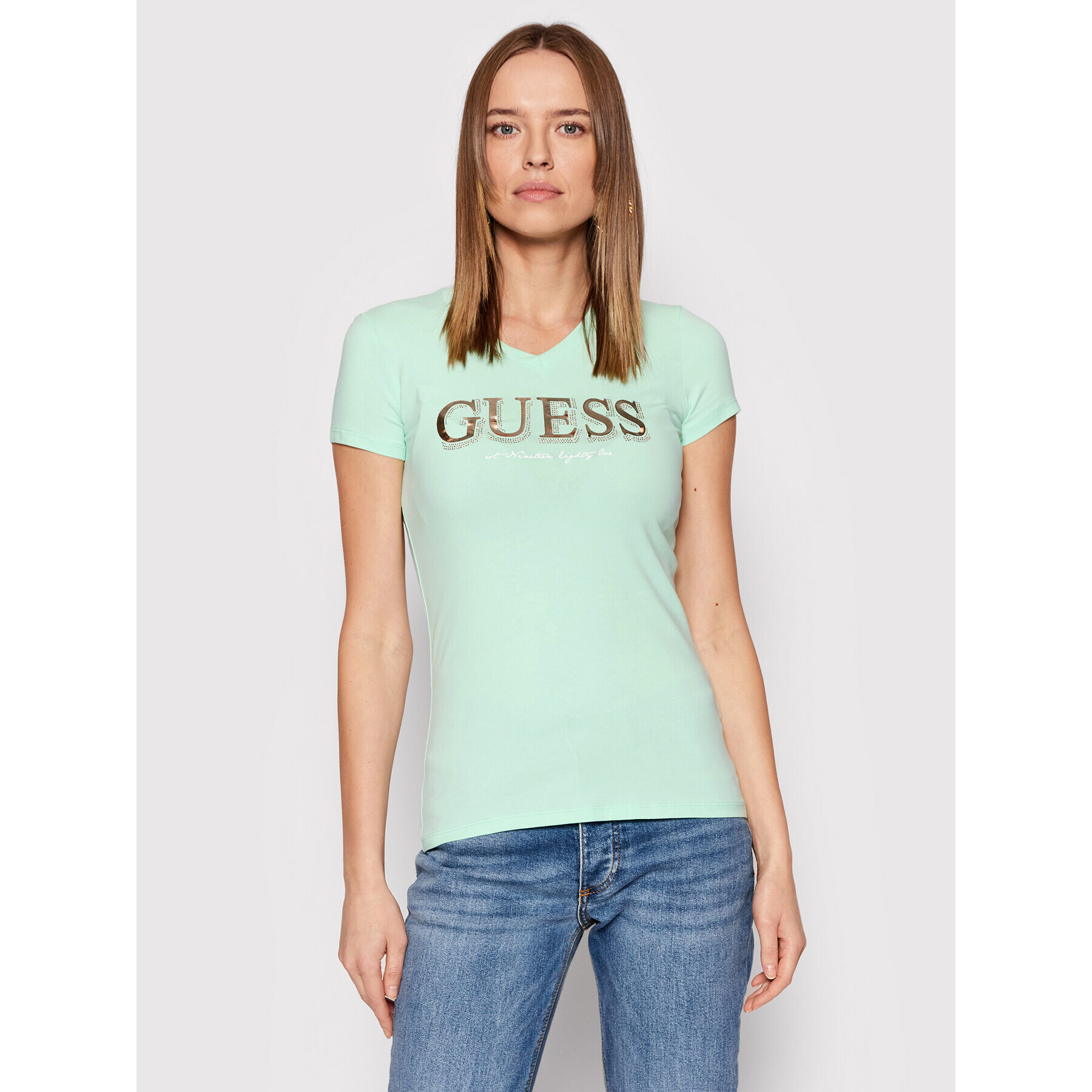 Guess T-Shirt W2GI05 J1300 Zelená Regular Fit - Pepit.cz