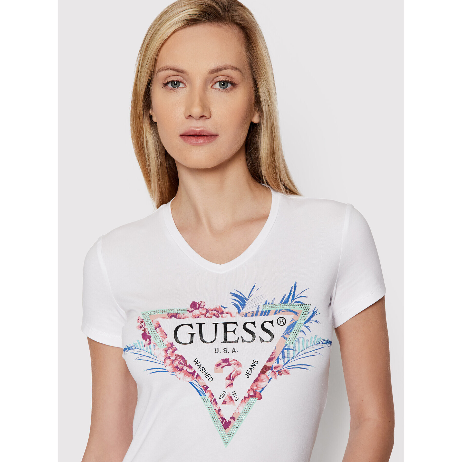 Guess T-Shirt W2GI06 J1311 Bílá Regular Fit - Pepit.cz