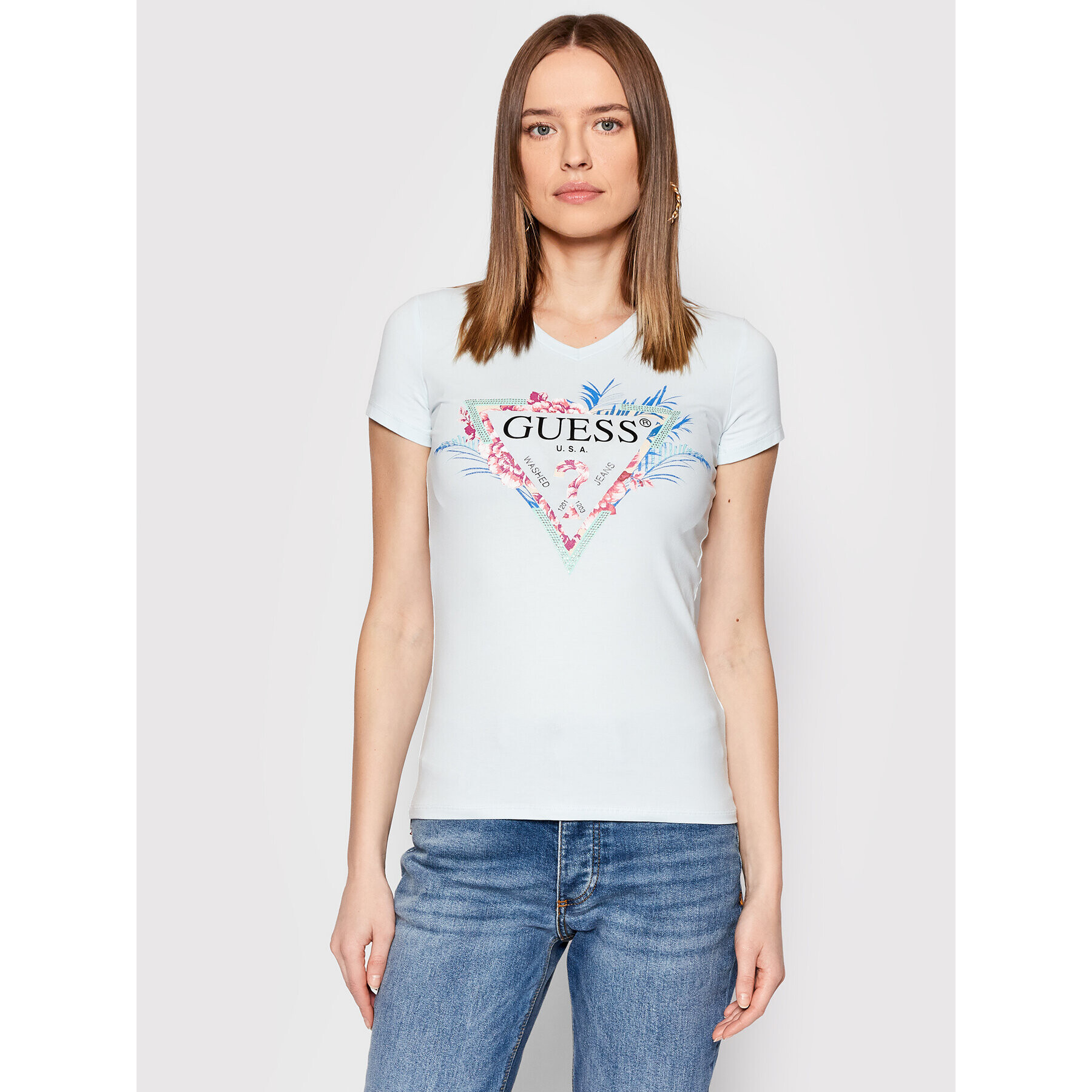 Guess T-Shirt W2GI06 J1311 Modrá Regular Fit - Pepit.cz