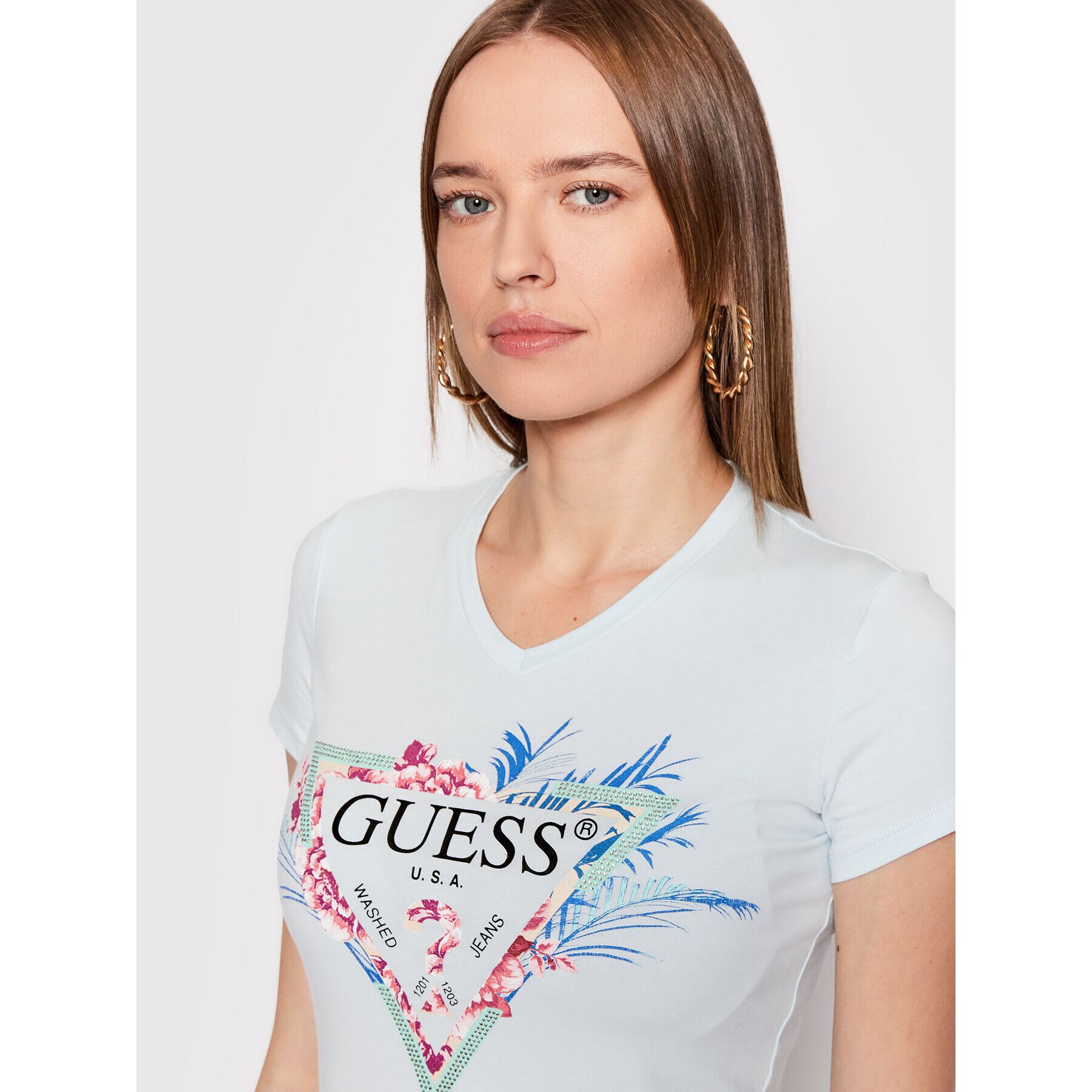 Guess T-Shirt W2GI06 J1311 Modrá Regular Fit - Pepit.cz