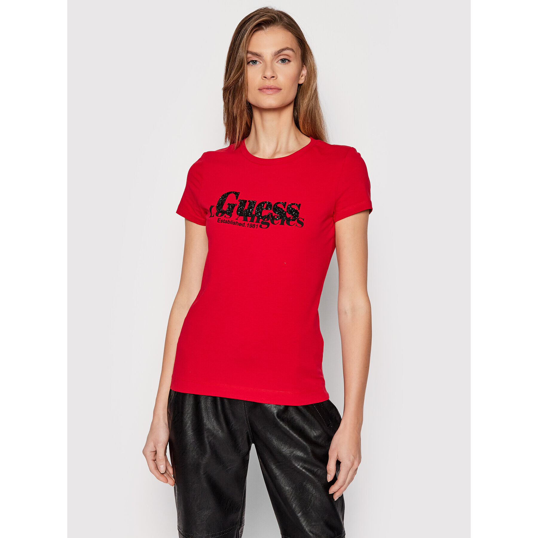 Guess T-Shirt W2RI00 J1311 Červená Slim Fit - Pepit.cz