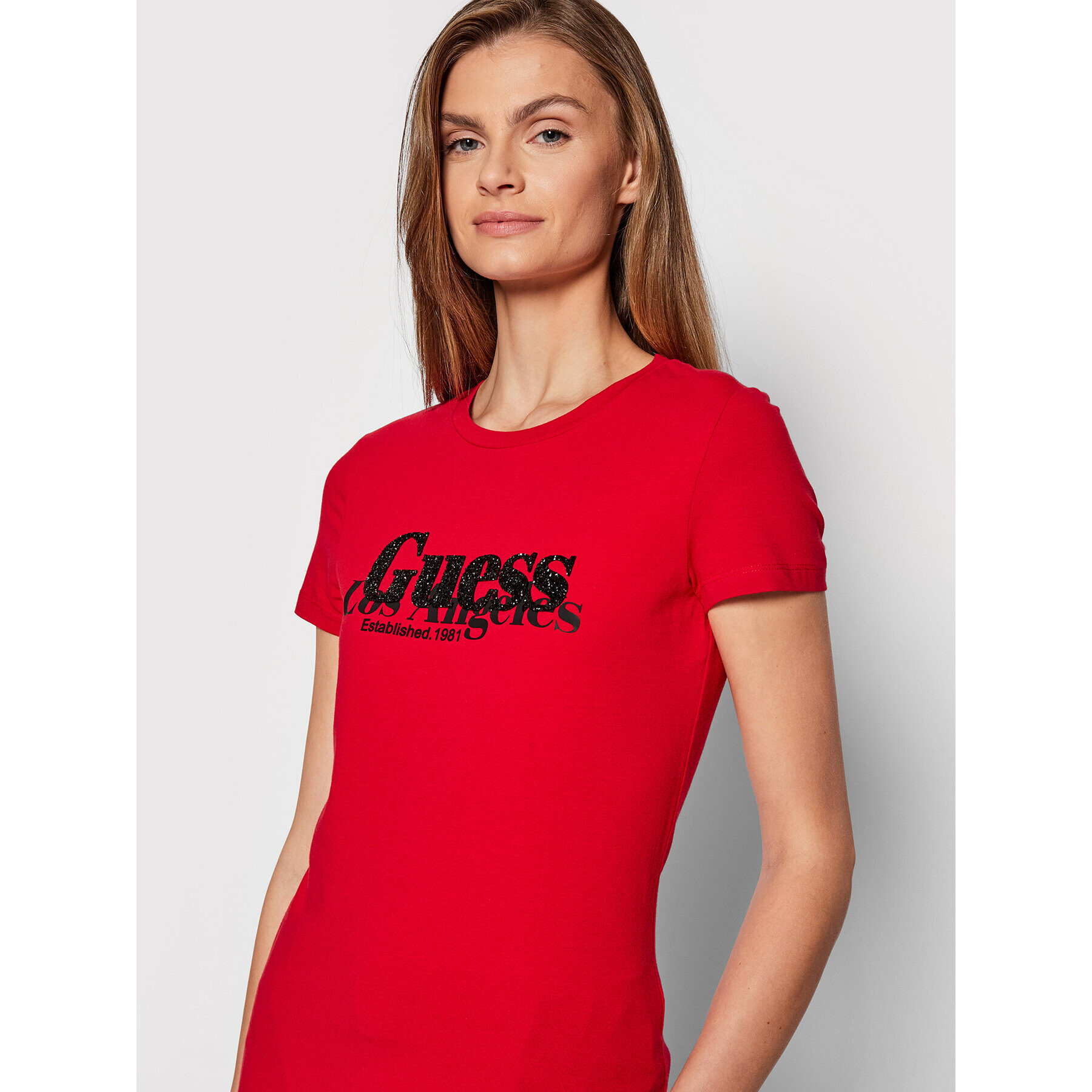 Guess T-Shirt W2RI00 J1311 Červená Slim Fit - Pepit.cz