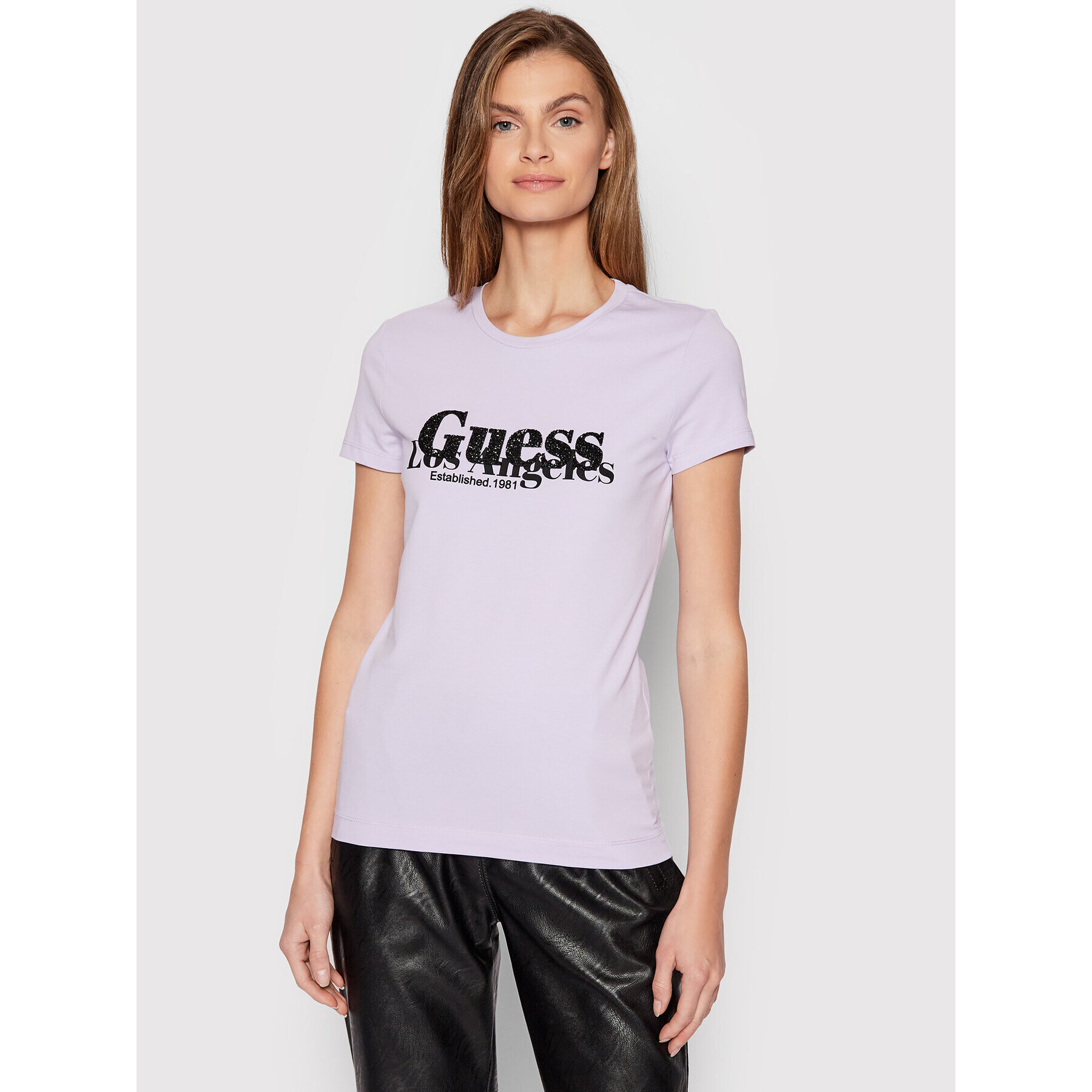 Guess T-Shirt W2RI00 J1311 Fialová Slim Fit - Pepit.cz