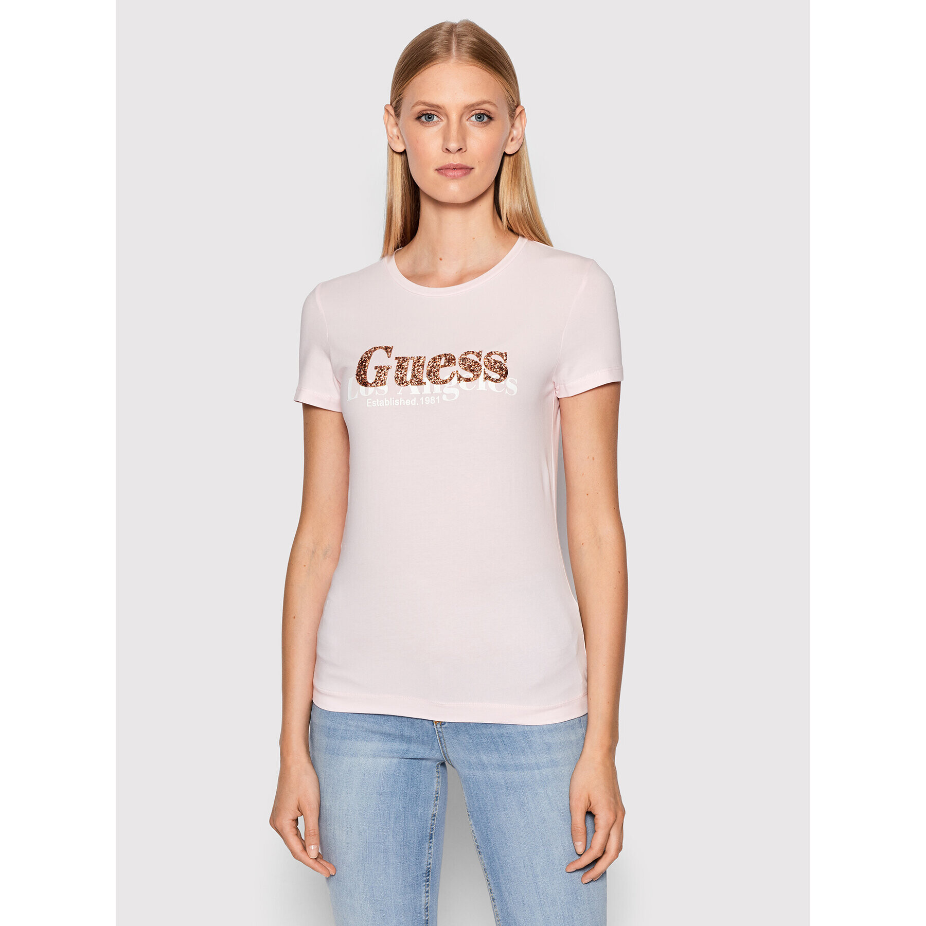 Guess T-Shirt W2RI00 J1311 Růžová Slim Fit - Pepit.cz