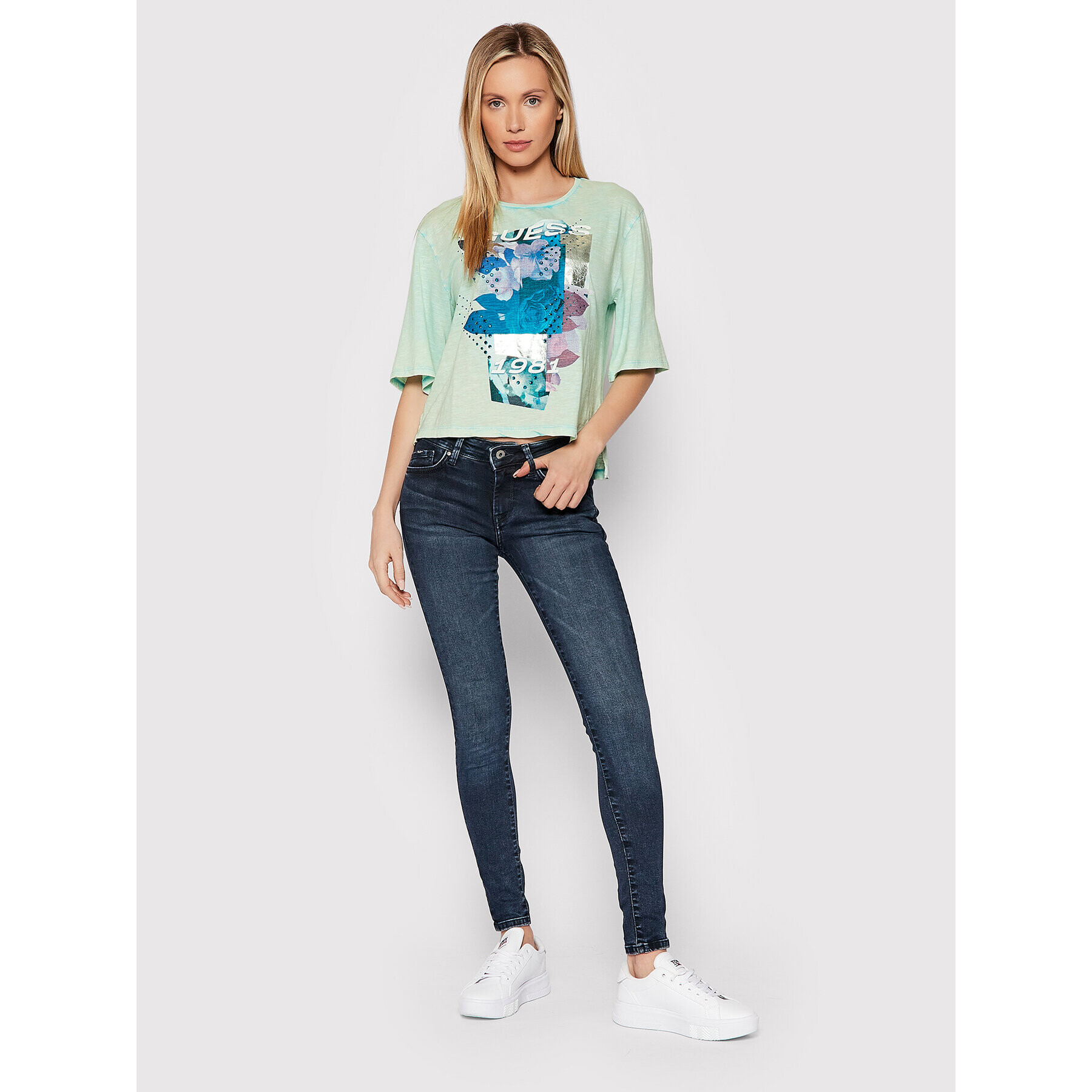 Guess T-Shirt W2RI08 KB1P0 Zelená Relaxed Fit - Pepit.cz