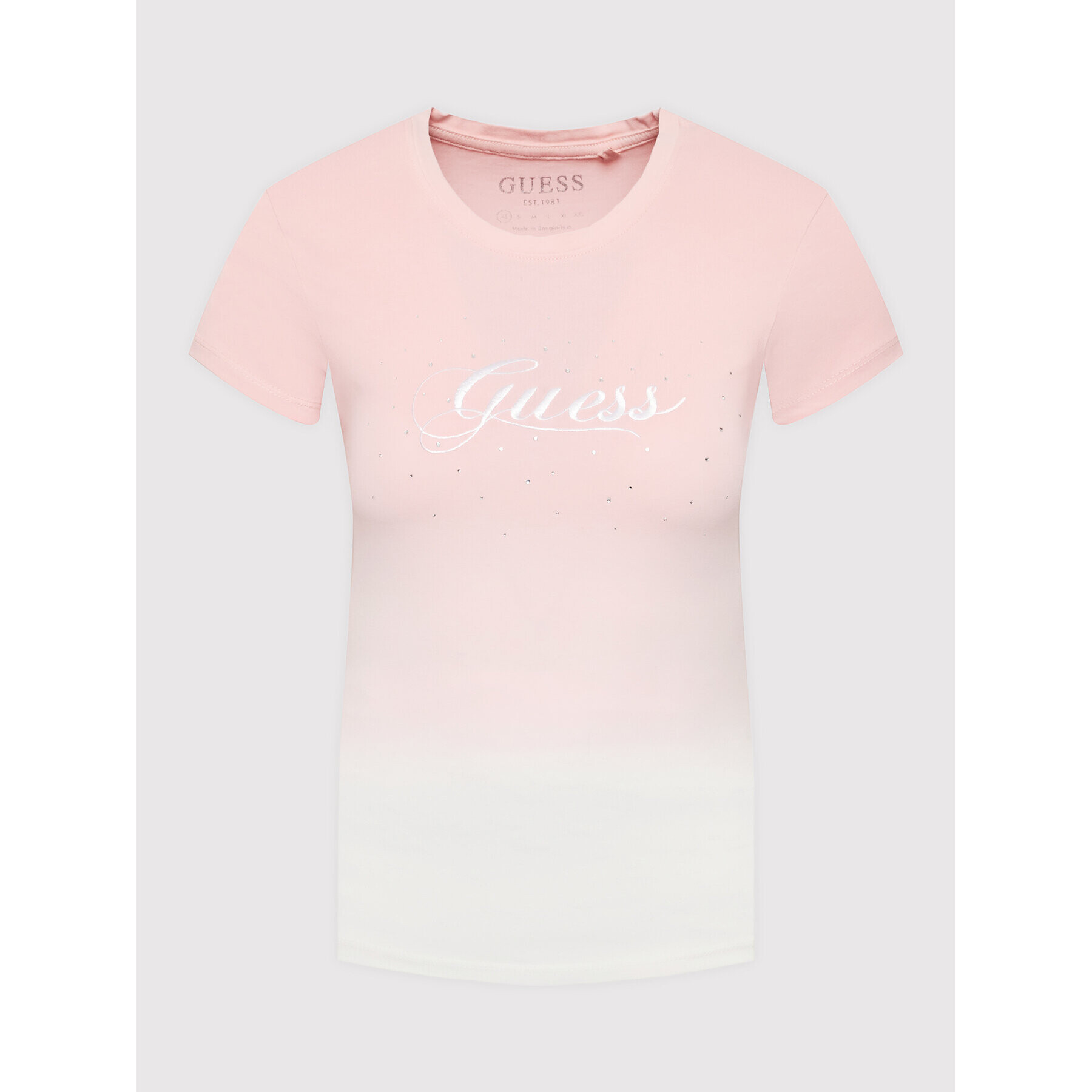 Guess T-Shirt W2YI01 KA0Q1 Růžová Slim Fit - Pepit.cz