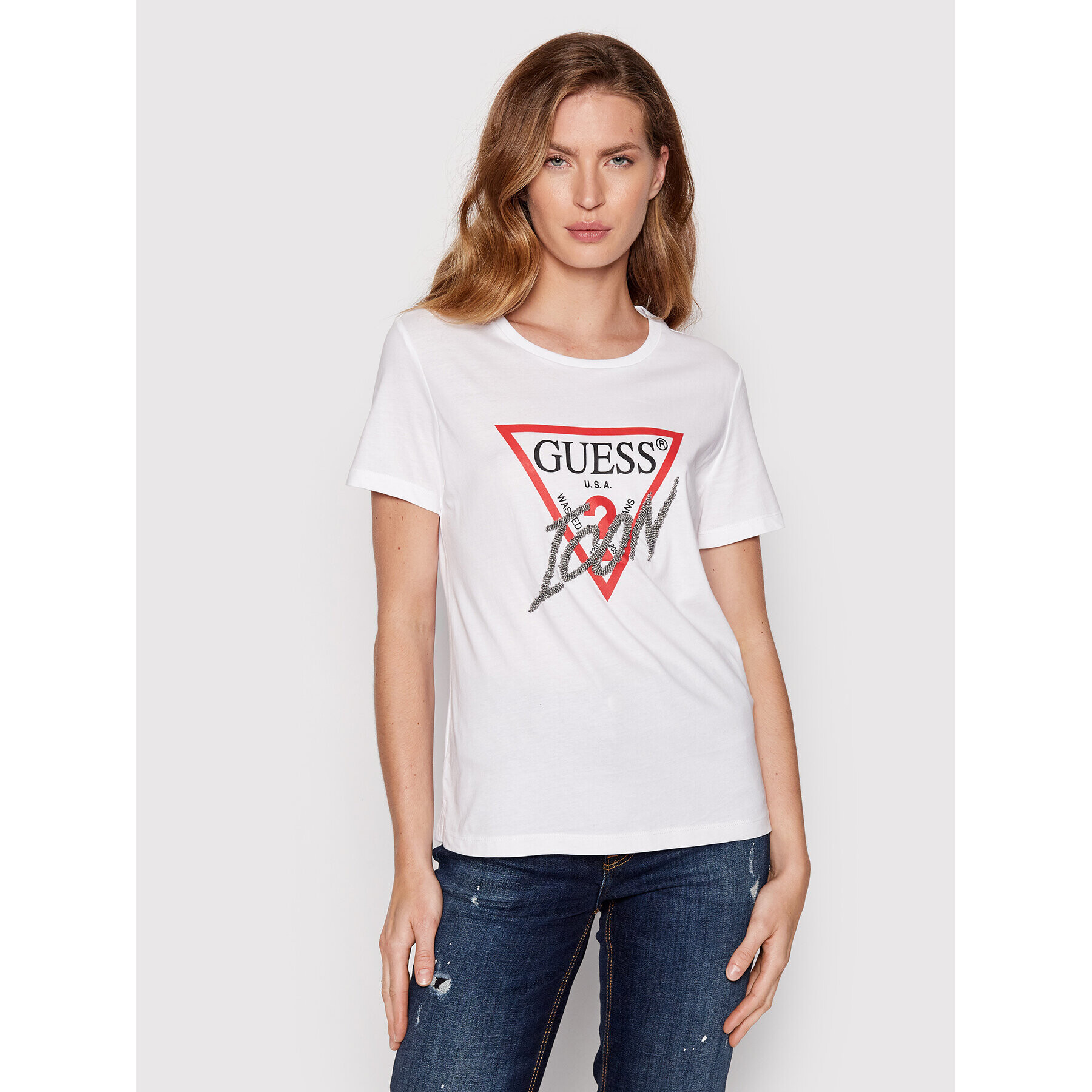 Guess T-Shirt W2YI26 I3Z11 Bílá Regular Fit - Pepit.cz