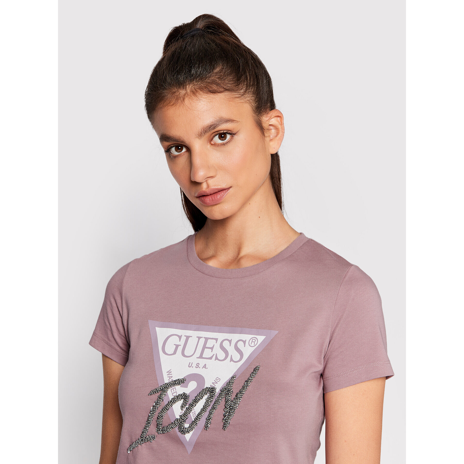 Guess T-Shirt W2YI26 I3Z11 Fialová Regular Fit - Pepit.cz