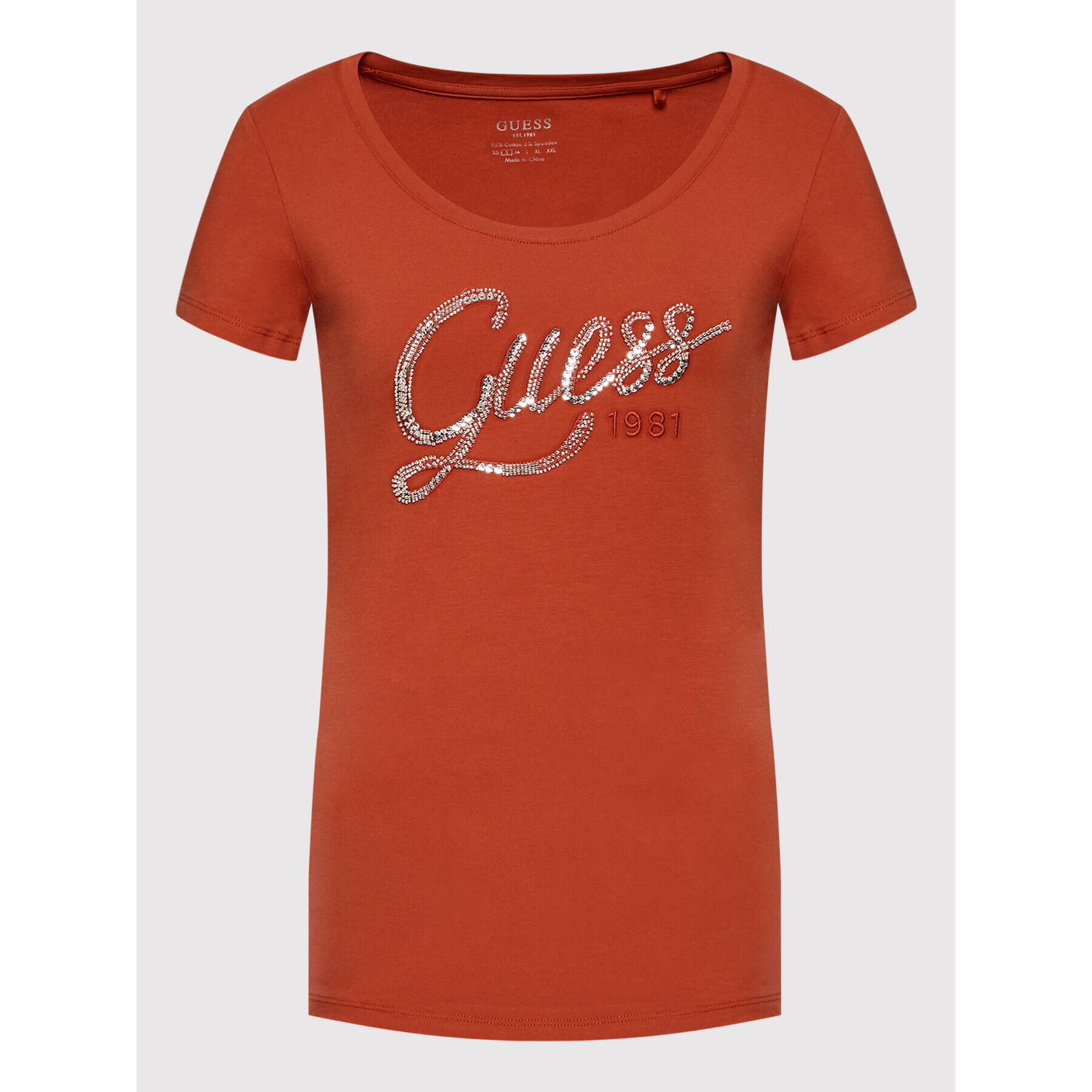 Guess T-Shirt W2YI28 J1300 Oranžová Slim Fit - Pepit.cz