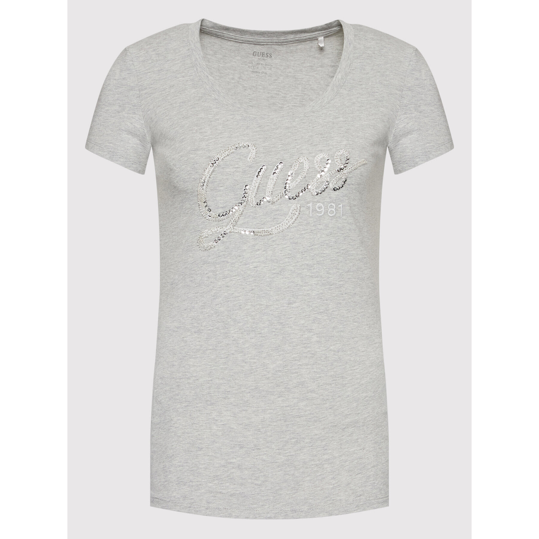 Guess T-Shirt W2YI28 J1300 Šedá Slim Fit - Pepit.cz