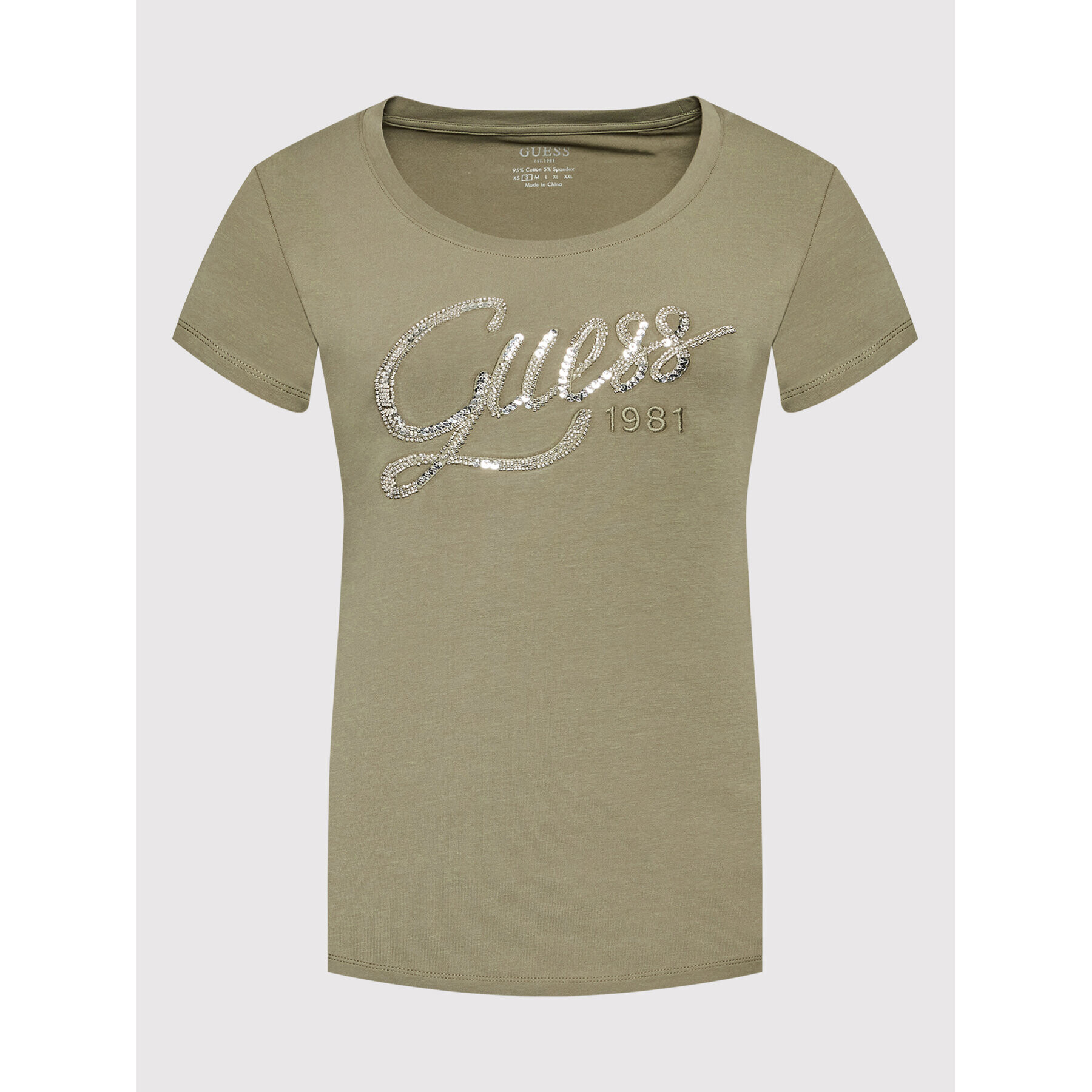 Guess T-Shirt W2YI28 J1300 Zelená Slim Fit - Pepit.cz