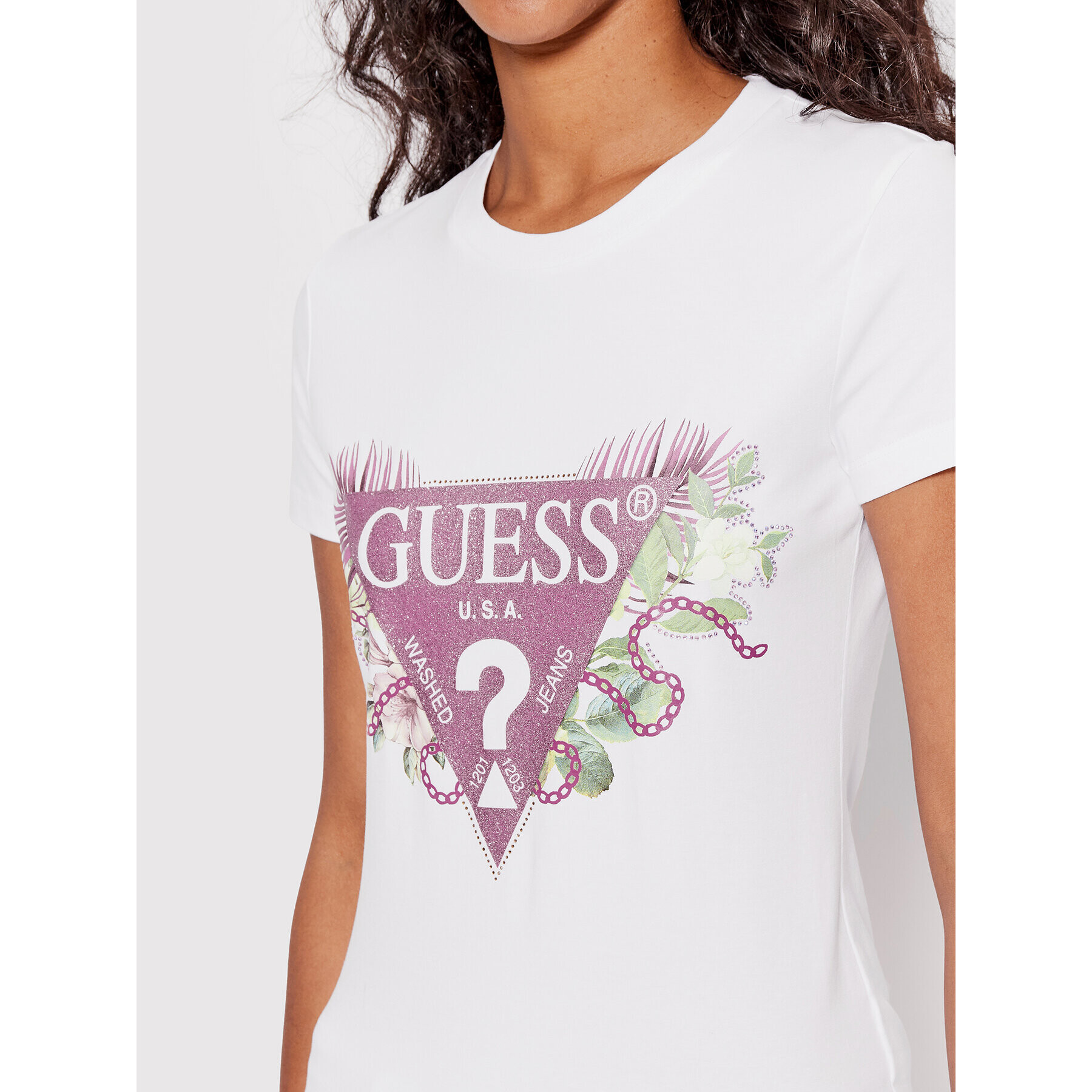 Guess T-Shirt W2YI29 J1311 Bílá Slim Fit - Pepit.cz