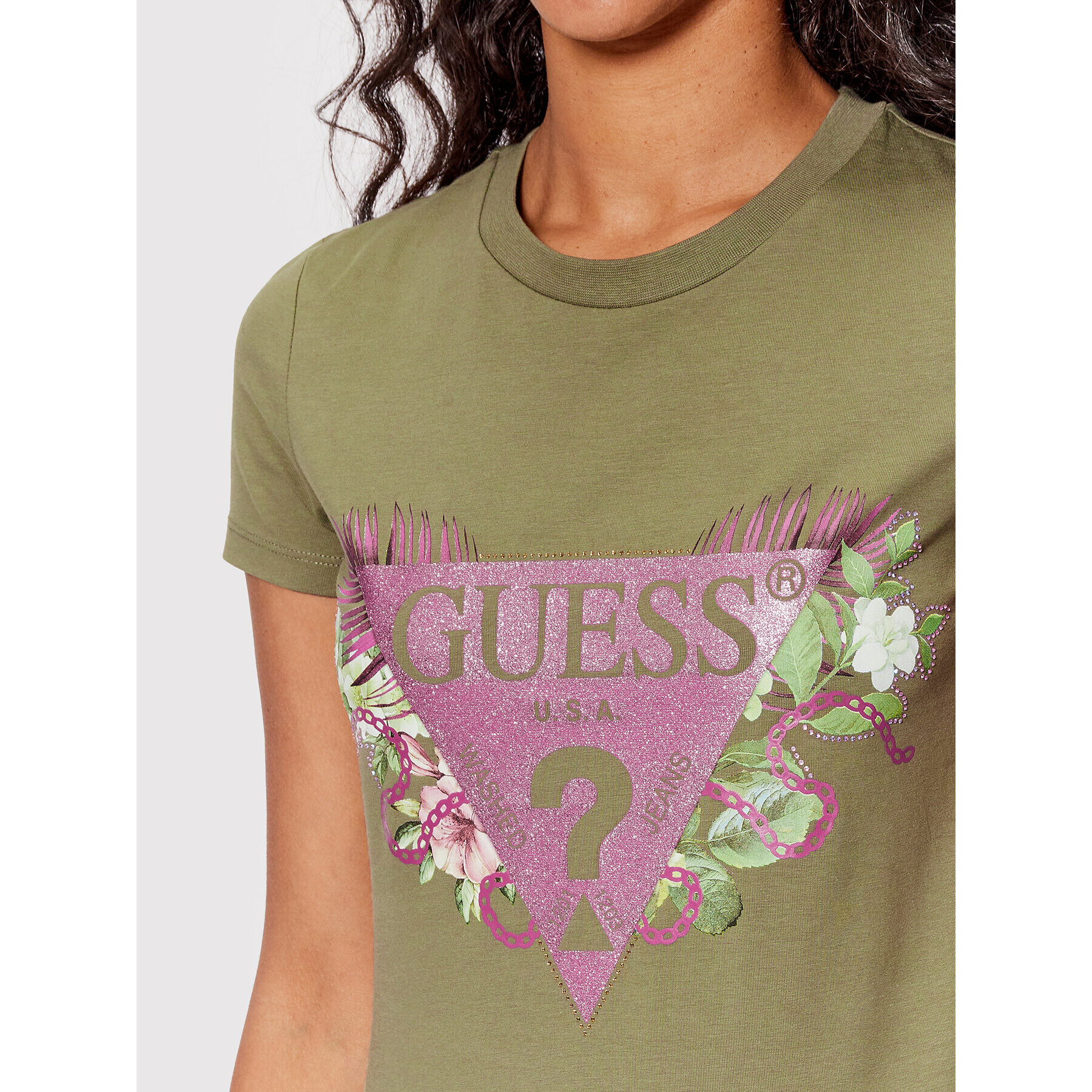 Guess T-Shirt W2YI29 J1311 Zelená Slim Fit - Pepit.cz