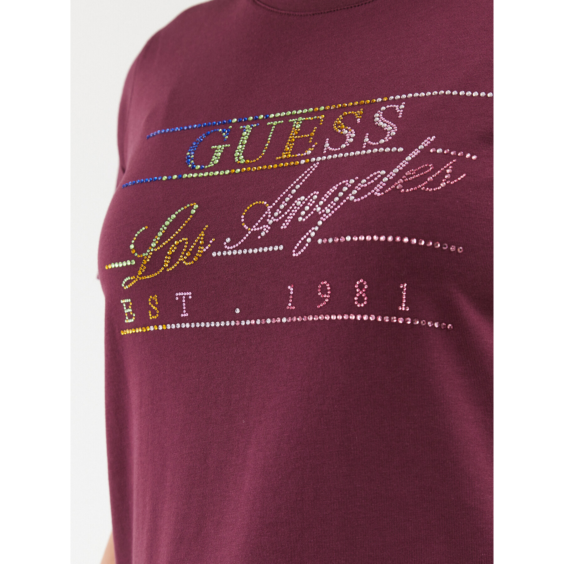 Guess T-Shirt W3BI44 I3Z14 Bordó Regular Fit - Pepit.cz