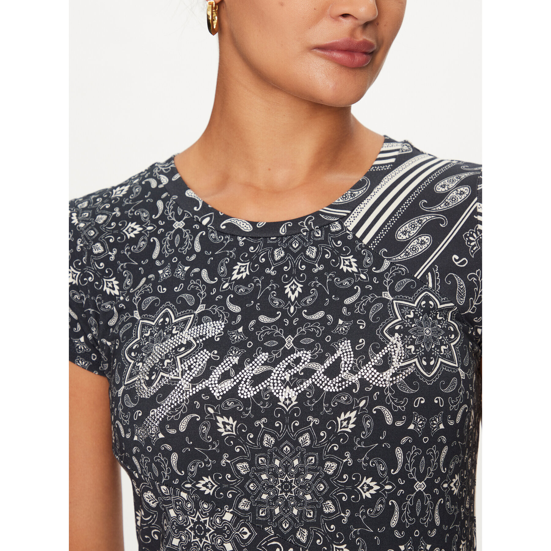 Guess T-Shirt W3BP31 K49A1 Tmavomodrá Slim Fit - Pepit.cz