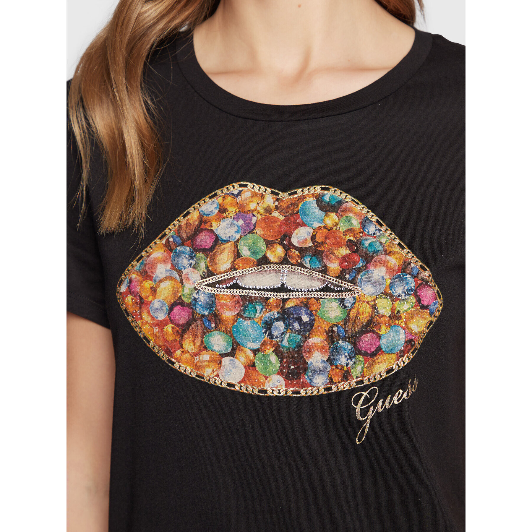 Guess T-Shirt W3RI04 K9SN1 Černá Regular Fit - Pepit.cz