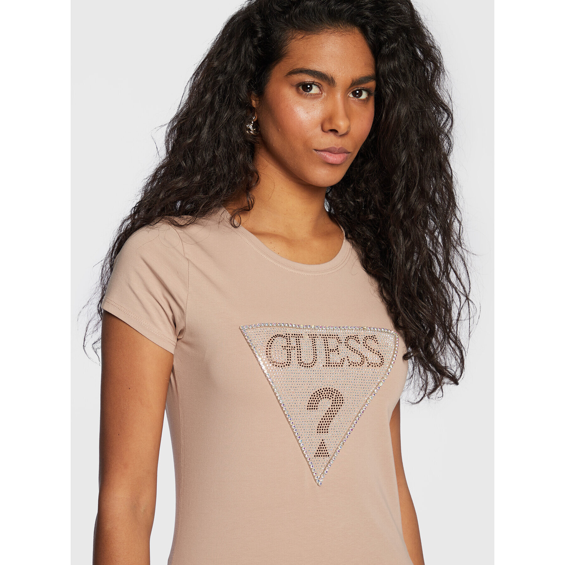 Guess T-Shirt W3RI05 KA0Q1 Béžová Slim Fit - Pepit.cz