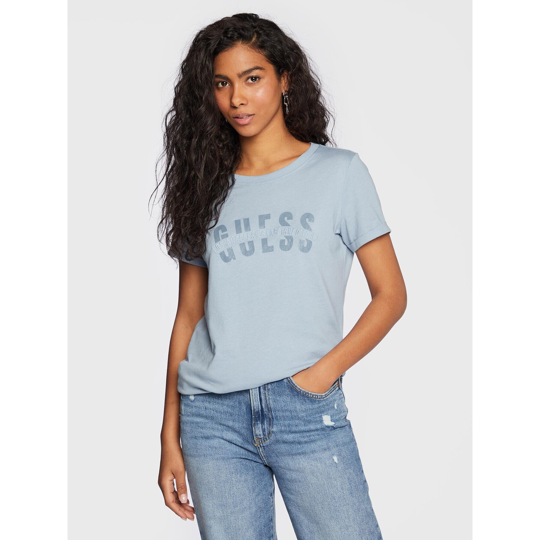 Guess T-Shirt W3RI16 K46D1 Modrá Regular Fit - Pepit.cz