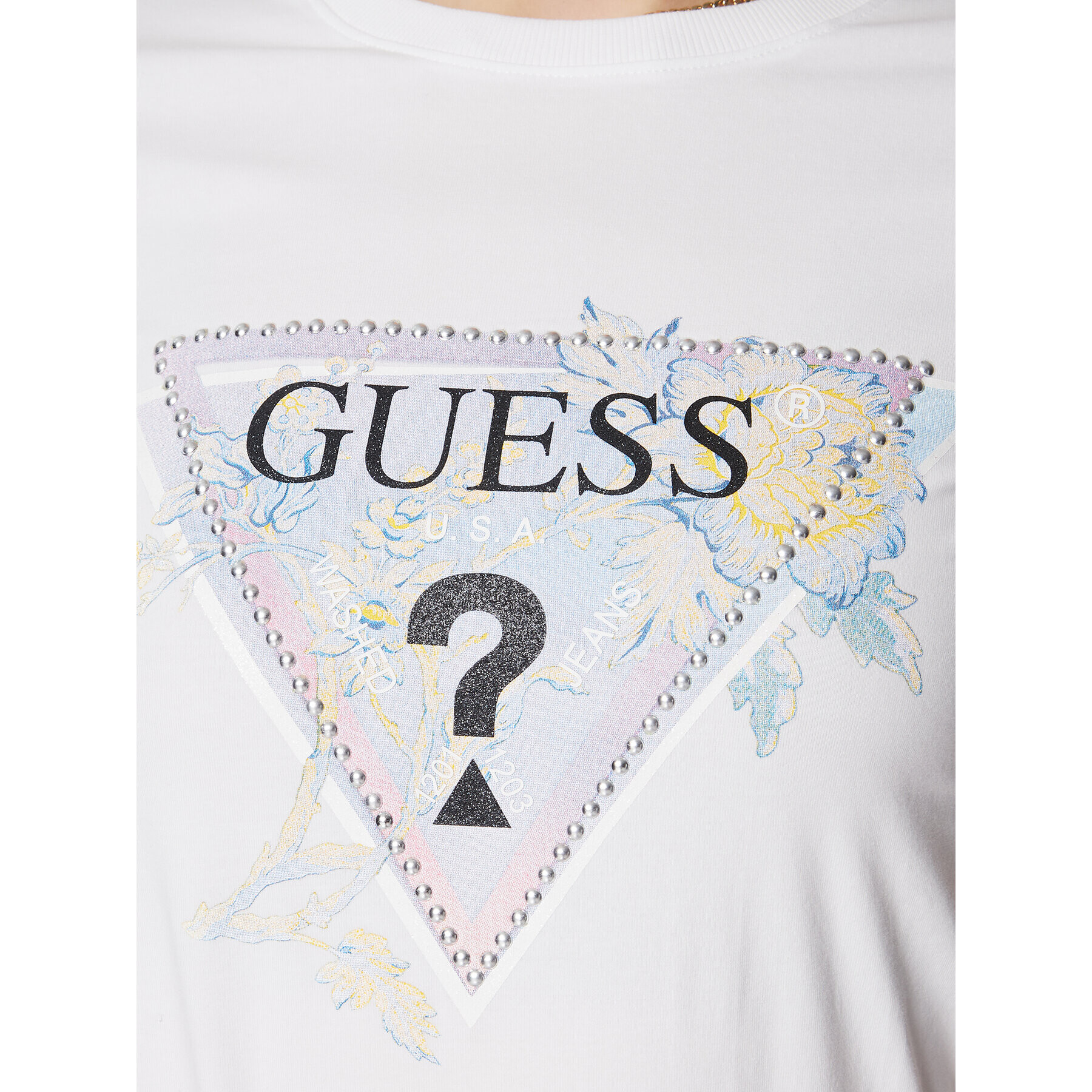 Guess T-Shirt W3RI18 J1314 Bílá Slim Fit - Pepit.cz