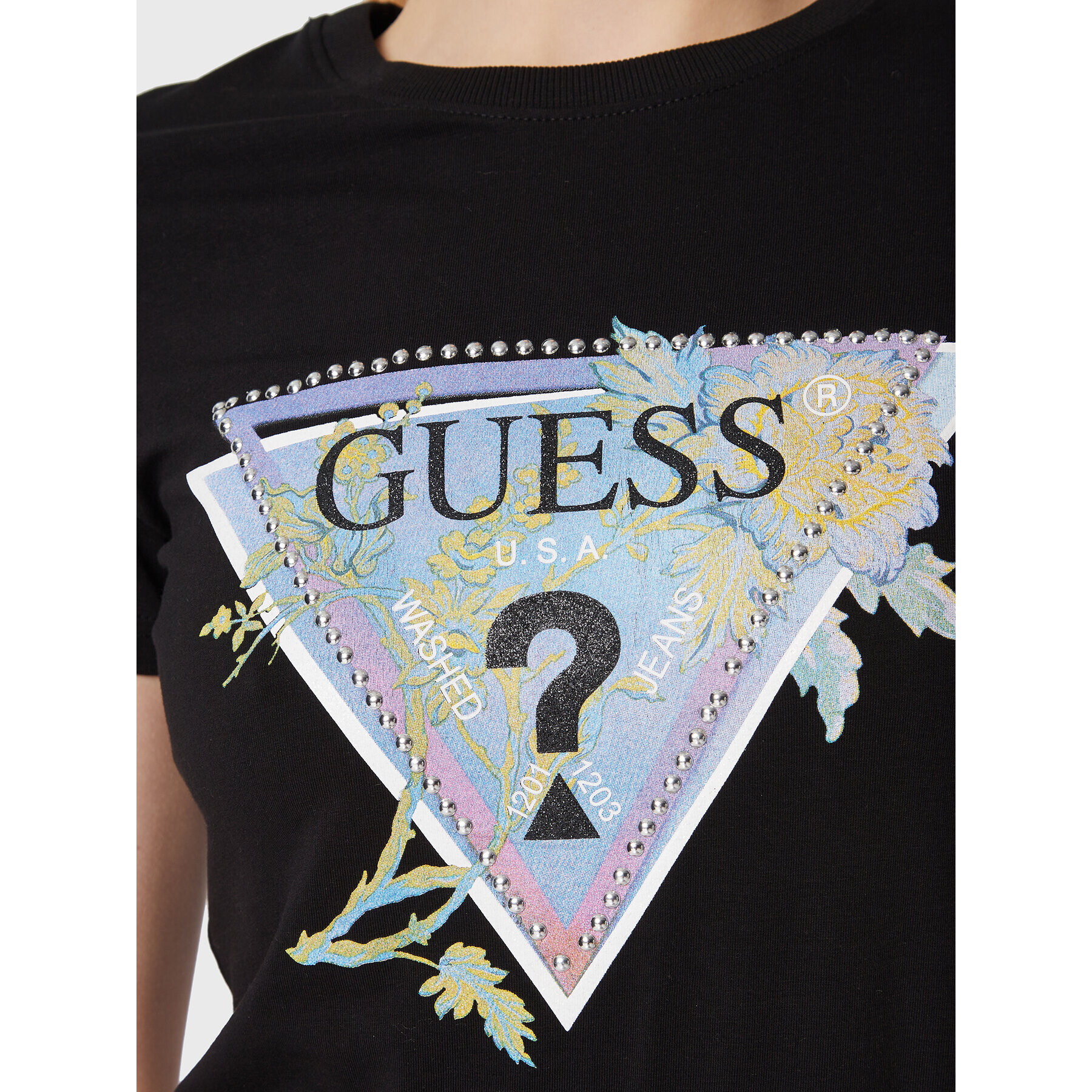 Guess T-Shirt W3RI18 J1314 Černá Slim Fit - Pepit.cz