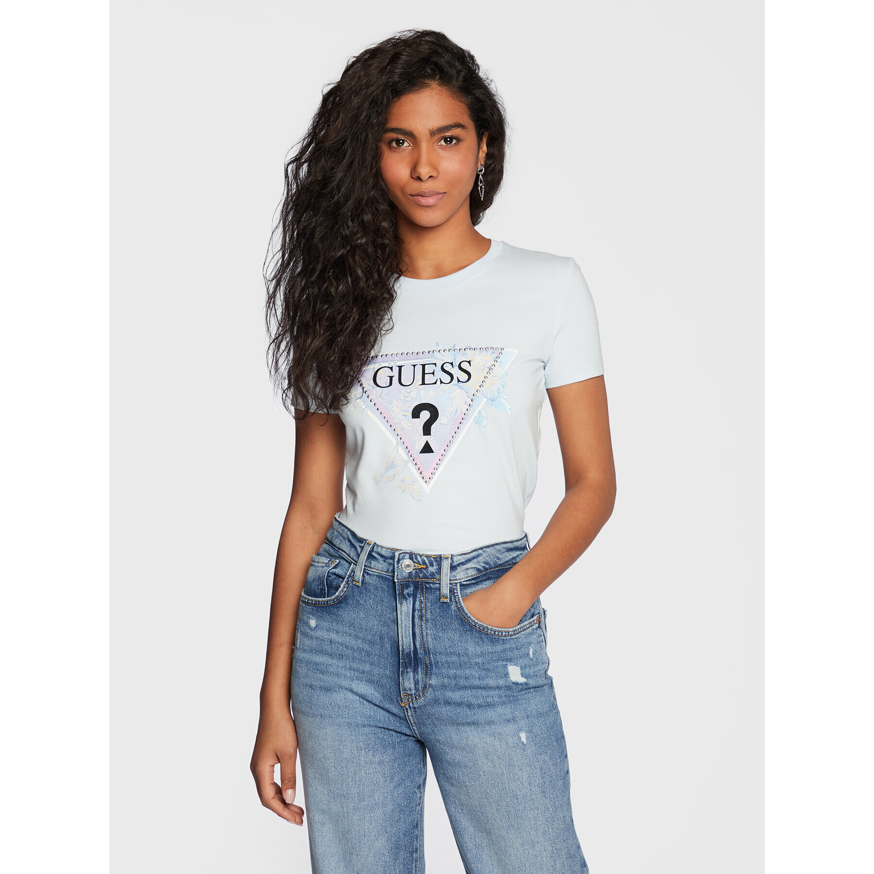 Guess T-Shirt W3RI18 J1314 Modrá Slim Fit - Pepit.cz